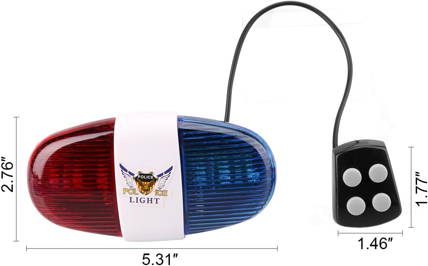 Kids Bike Police Sound LED Light - Electronic Horn Bike, Police Siren, Trumpet Sounds, Safety Light, Waterproof, Christmas Birthday Gift Present for Your Children (Batteries Not Included) image number 4