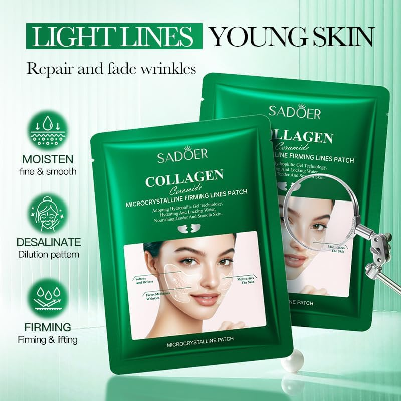 Smile Line Patches, Anti-Wrinkle Facial Patches with Hyaluronic Acid & Collagen for Moisturize and Smooth Fine Lines Wrinkles, Face Lifting Mask for Hydration Firm Skin Daily Skin Care for Women