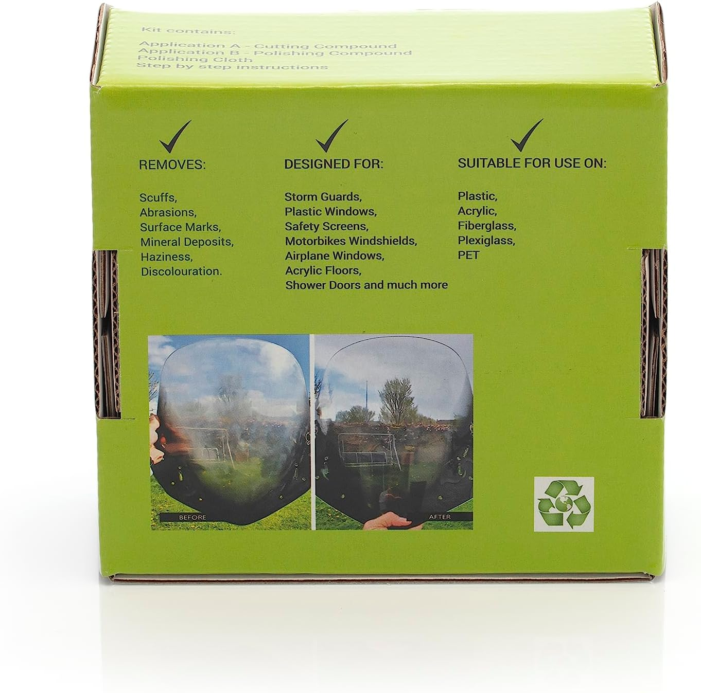 Glass Polish 31001 DIY Plastic & Acrylic Hand Polishing Kit, Restores High Gloss, Repairs Hazy, Fogy & Discoloured Plastics image number 1