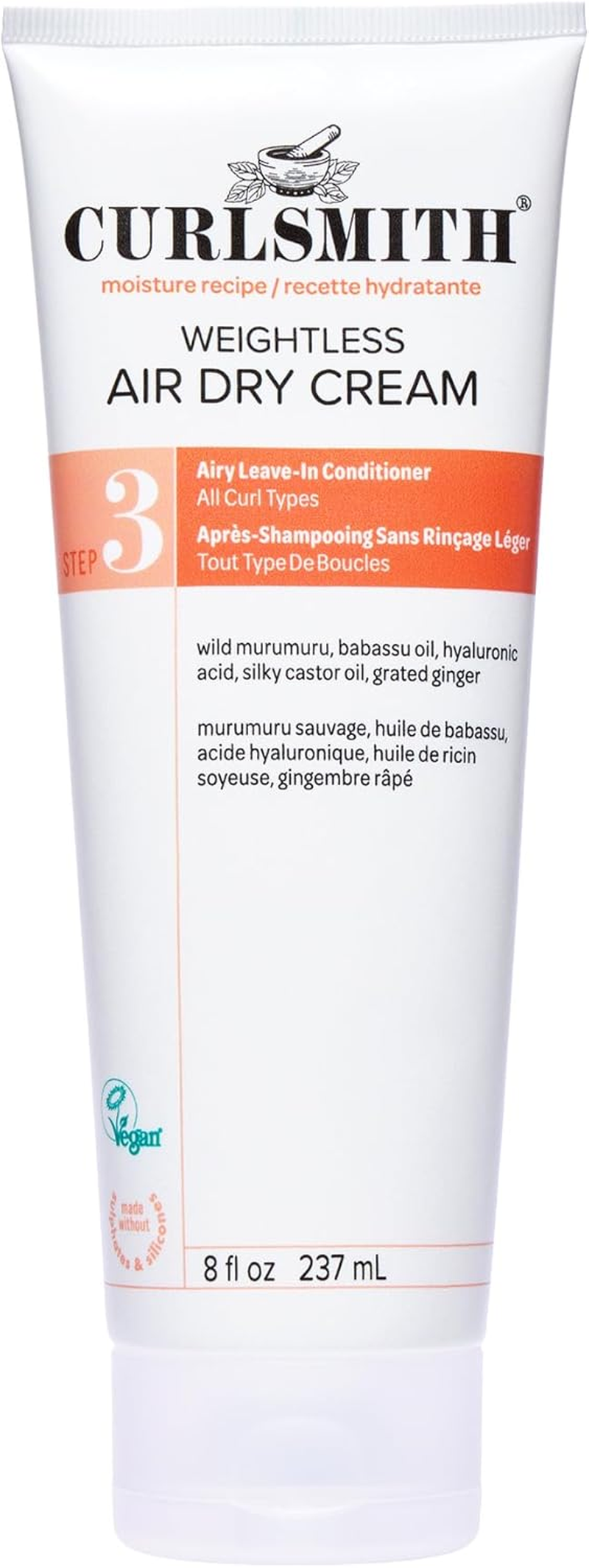 CURLSMITH - Weightless Air Dry Cream - Vegan Leave-In Conditioner for Any Hair Type, Smooths Hair (8 Fl Oz) image number 6