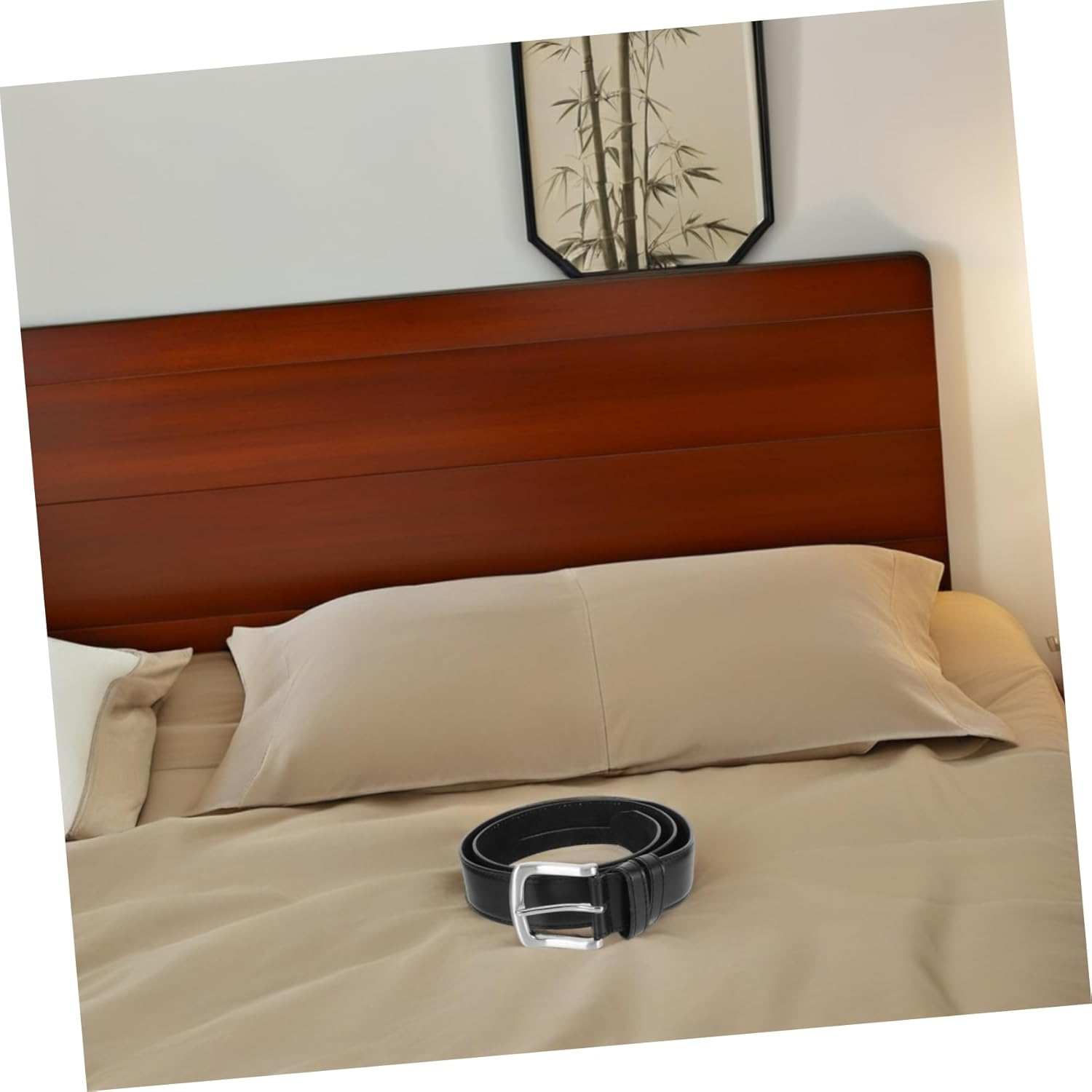 EXAOMBLE Hidden Zipper Money Belt with Concealed Waist Pouch, Black Pu Leather Travel Waistband for Men, Anti-Theft Secret Storage Belt 115Cm image number 5