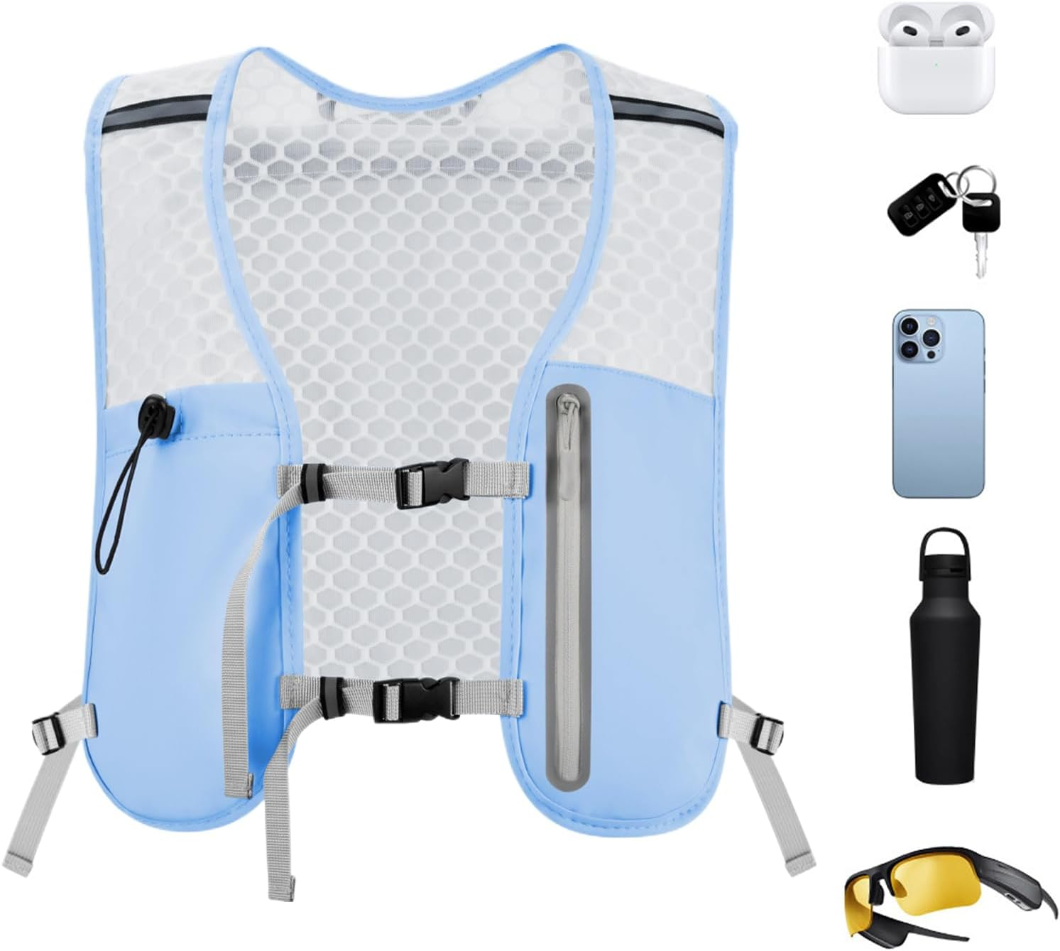 Trail Running Vest | Breathable Running Vest with Adjustable Strap,Lightweight Chest Pack Gear Non-Slip Bladder for Women Men Camping Cycling Hiking Outdoor Activities