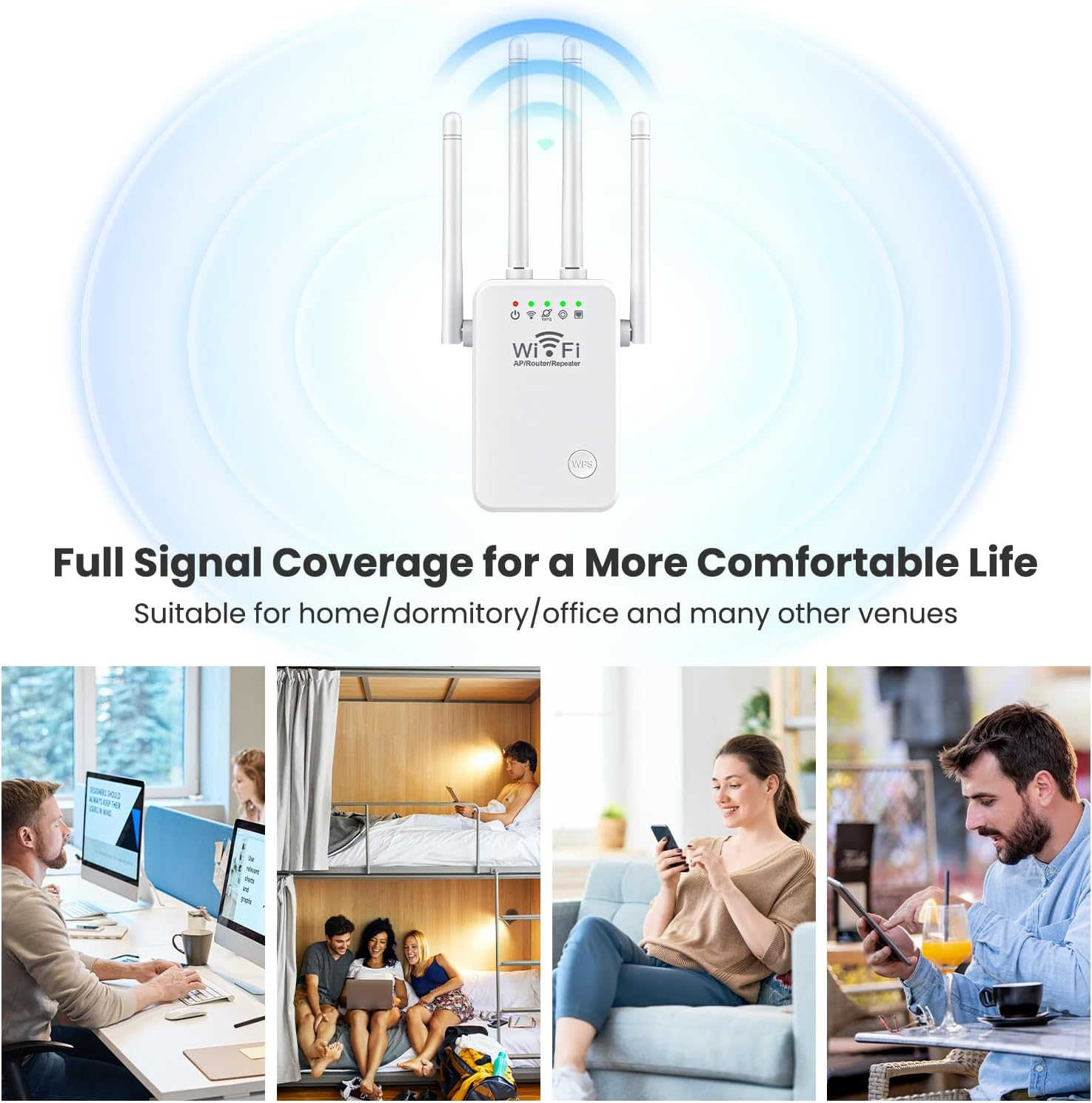 Wifi Extender Signal Booster, Network Repeaters Provides a Strong Network Signal with 3 Access Methods, Wifi Range Extender Repeater, Easy to Operate and Set Up, Alexa Compatible(Au Plug) image number 2