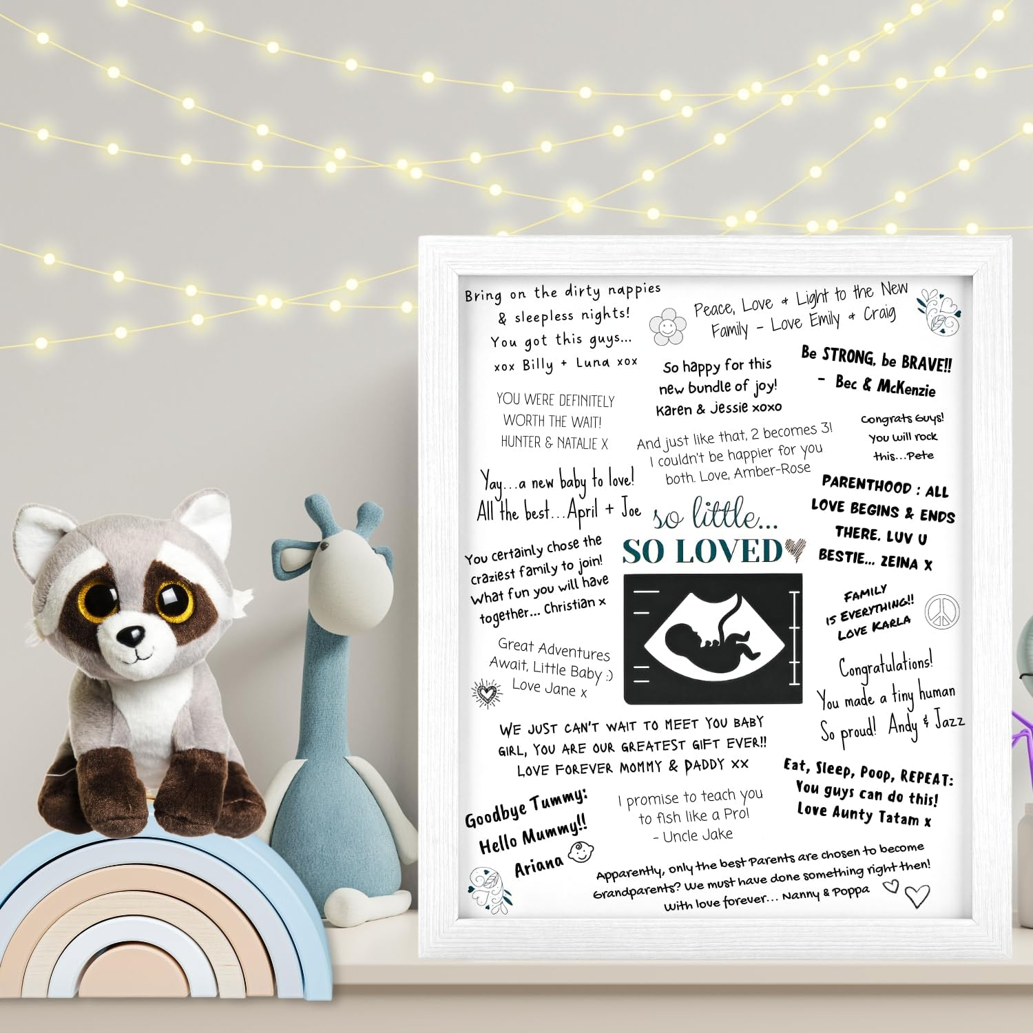 Baby Shower Guest Book Frame (Suits Single Baby or Twins) Ultrasound Picture Frame to Sign - Sonogram Photo Frame - Adorable Guest Book Alternative - Pregnancy/Nursery Keepsake for Mum to Be (CLASSIC WHITE)