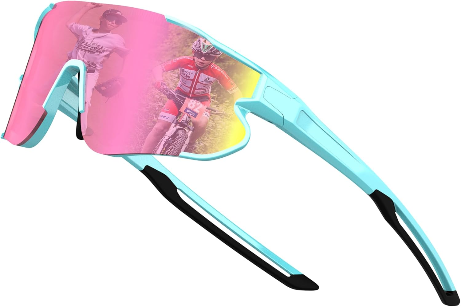 ATTCL Kids Teens Baseball Sunglasses: Sports Lightweight UV400 Protection Sun Glasses for Boys Girls Cycling Glasses Bike Goggles XQ548