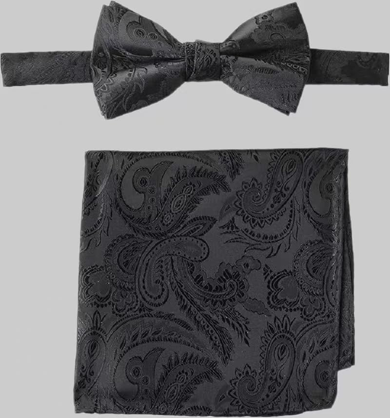Mens Classic Pretied Bow Tie with Pocket Square image number 1