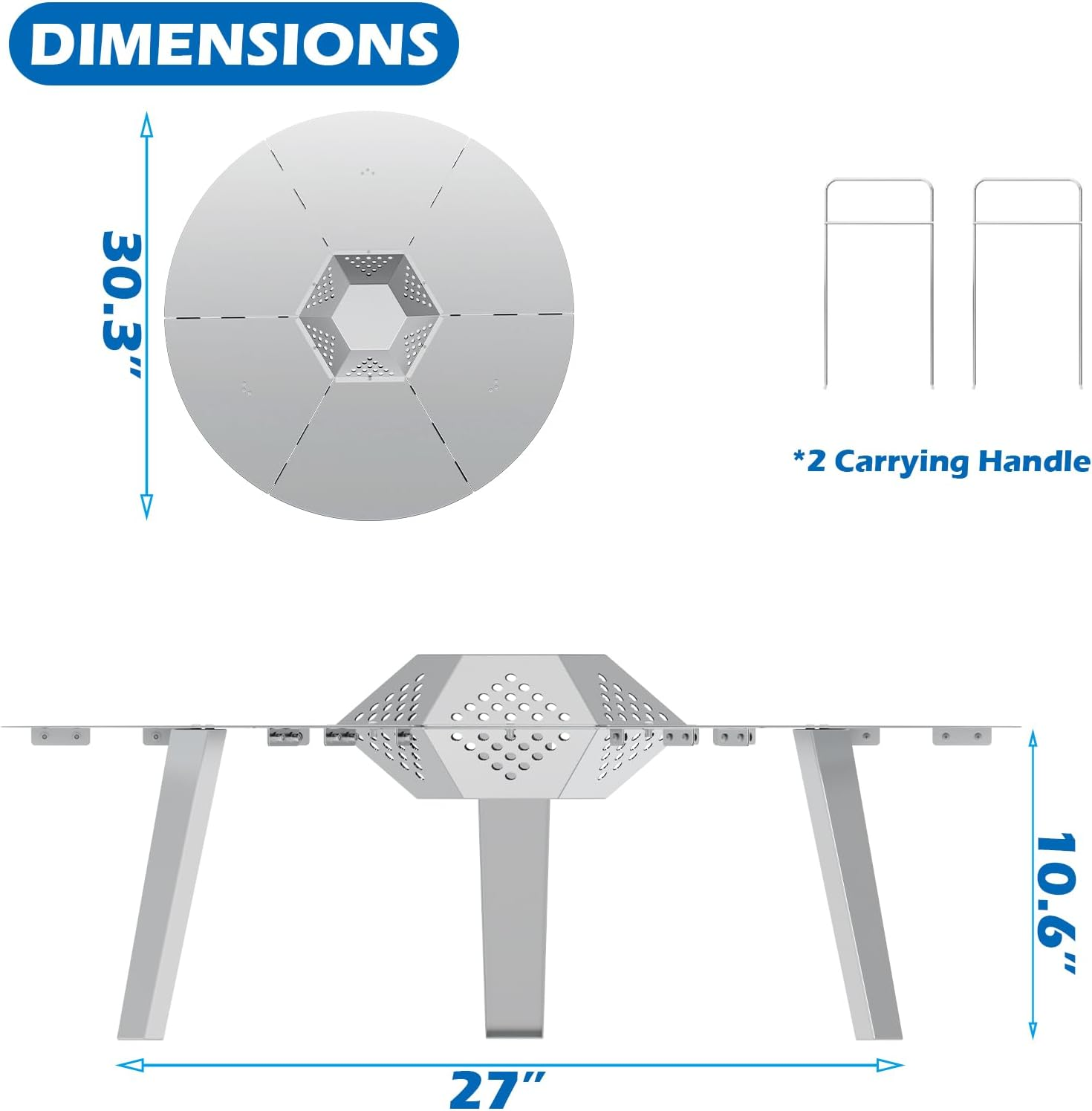 Heat Deflector for Solo Stove Yukon 27&rdquo; Stainless Steel Heat Diffuser for Solo Stove Yukon 1.0 2.0 Accessories with Carrying Handle and 3 Support Leg for 27" Other Outdoor Indoor Firepits image number 2