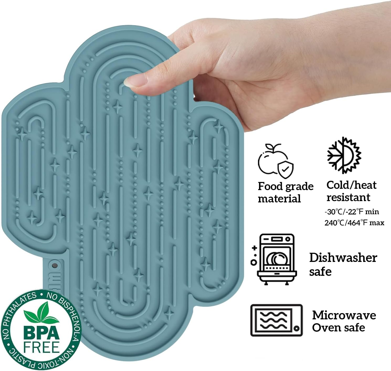 OHMO Licky Mats for Dogs and Cats 2 Pcs Cactus Silicone Lick Mats with Suction Cups for Pet Anxiety Relief, Dog Slow Feeding(Dark Blue&Light Blue) image number 6