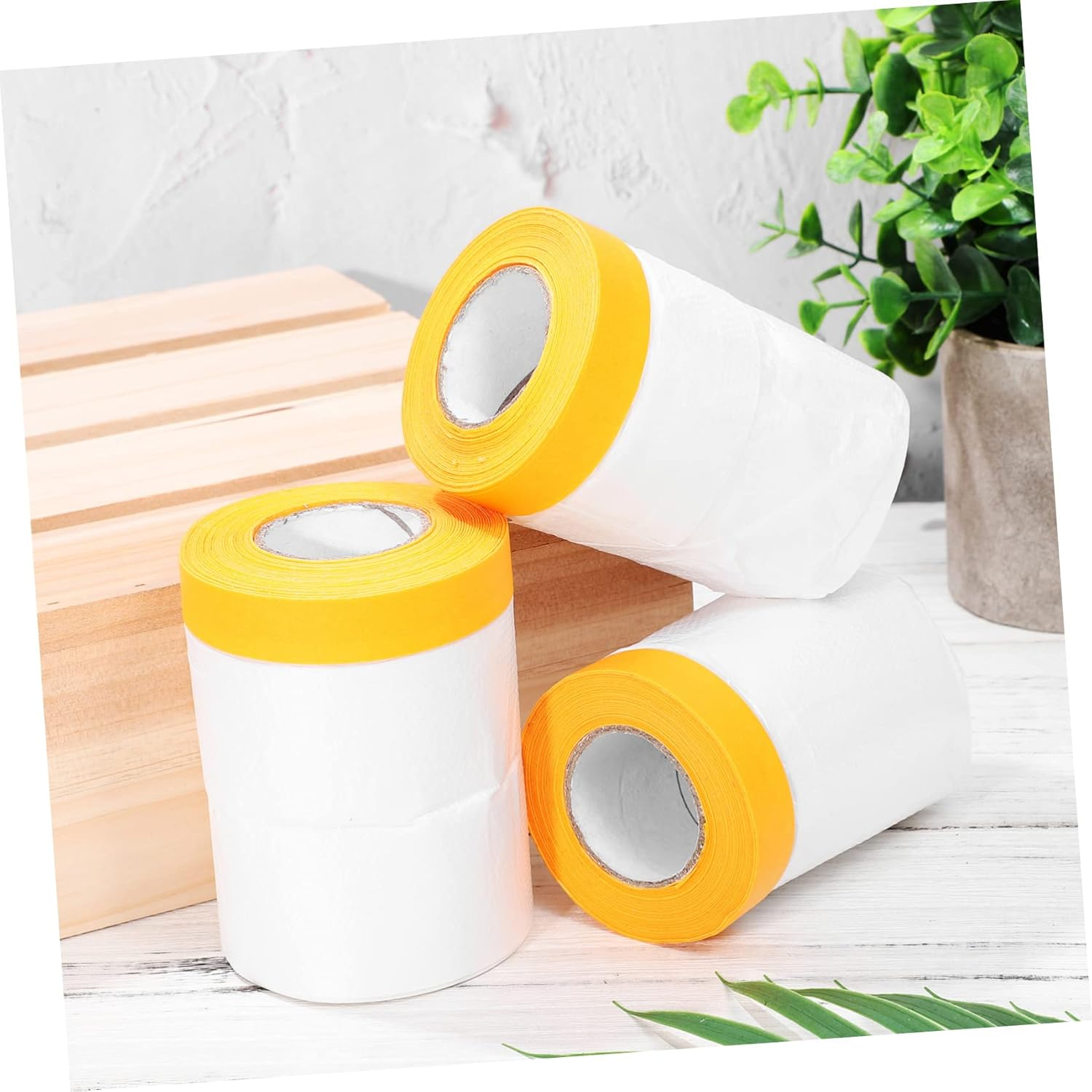 6 Rolls Dust Protection Masking Tape Self-Adhesive Covering Films for Painting Carpet Car Easy to Cut