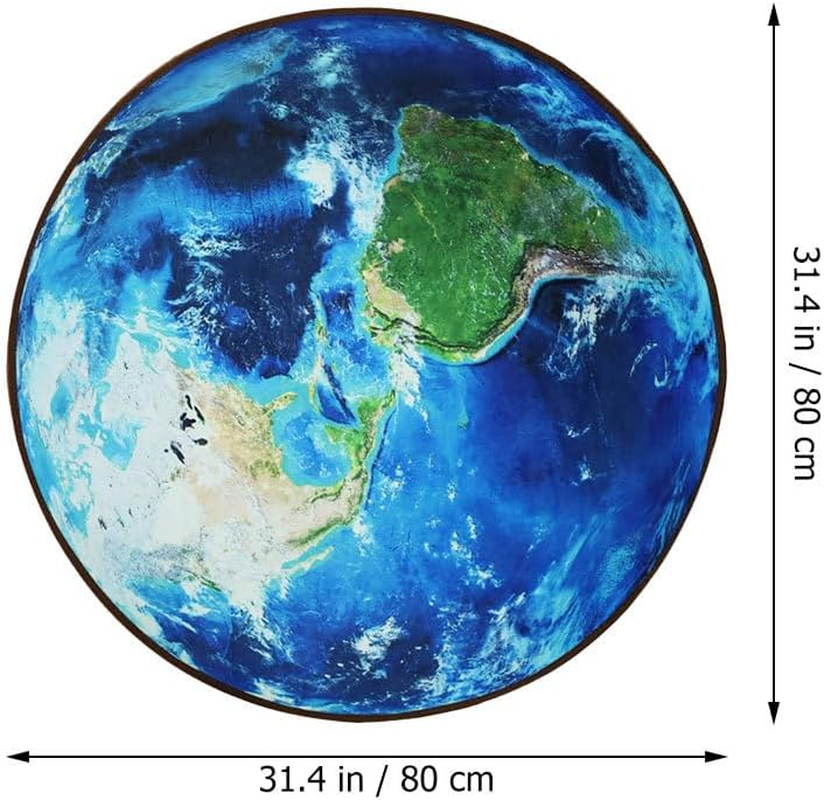 Earth Chair Leg Floor Protectors Carpet Blue round Area Rug Non-Slip Mat for Home Office Use 80Cm Soft Cushioned Floor Protector for Living Room Bedroom Study image number 2