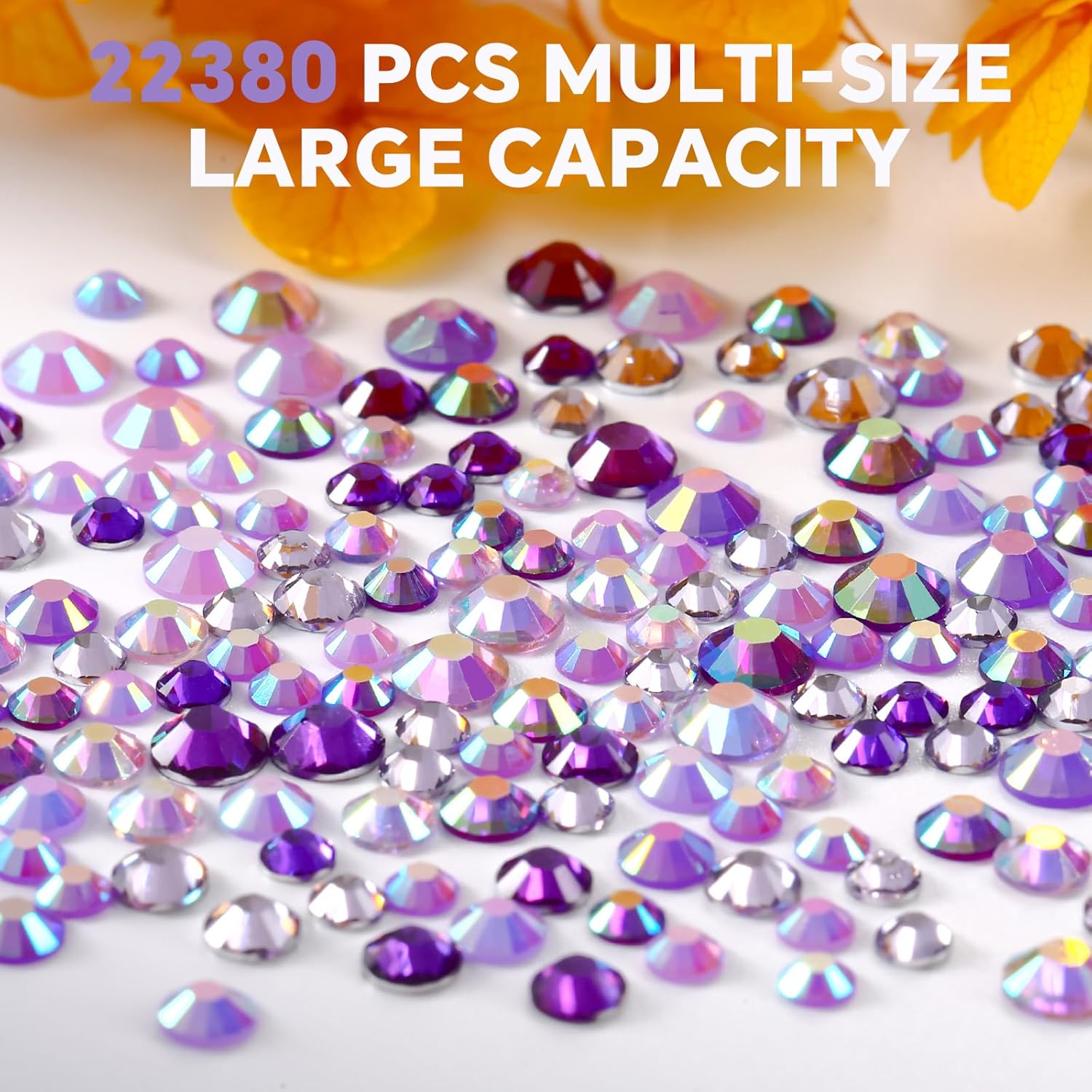 22380Pcs Purple Jelly Rhinestones Kit- Resin Mixed Color Rhinestones for Nail Clothes Shoes Tumblers Decoration Flat Back Round(3Mm,4Mm,5Mm) - 3Mm Christmas image number 3