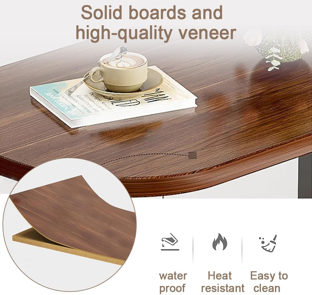 TOMVAES End Table Sofa Side Table Standing Desk Coffee Table with Rigid Steel Pipe Simple to Clean Desktop Suitable for Working by a Sofa,Walnut Color image number 3