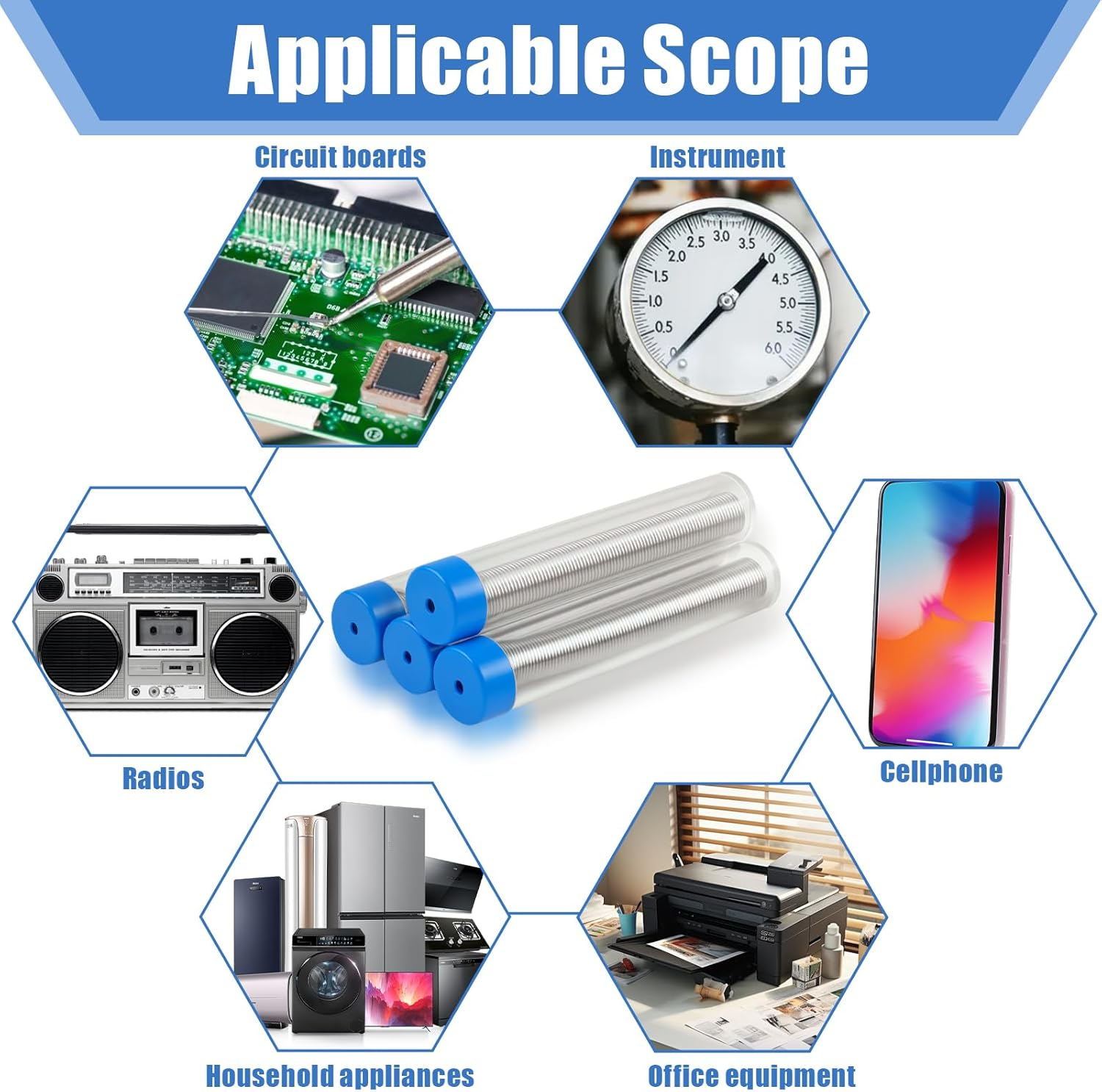 60/40 Solder Wire, 4 PCS Rosin Core Solder, Soldering Wire for Stained Glass, Electrical Soldering, Components Repair (2P 0.8Mm/12G and 2P 1Mm /15G) image number 3