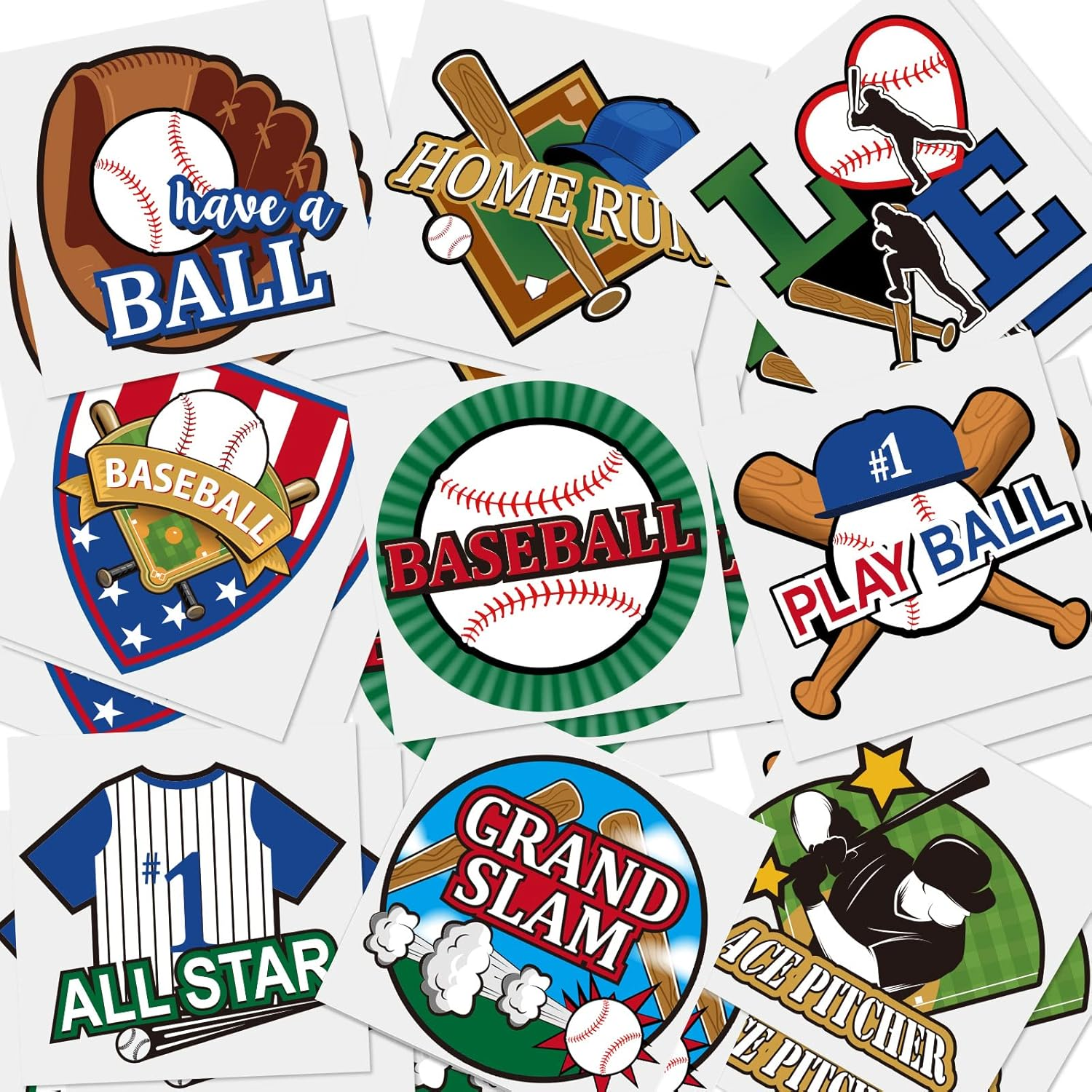 144 Pieces Baseball Temporary Tattoos Baseball Softball Sport Themed Waterproof Temporary Tattoos Stickers Birthday Party Decoration Supplies for Kids Adults Sporting Fans 9 Styles image number 2