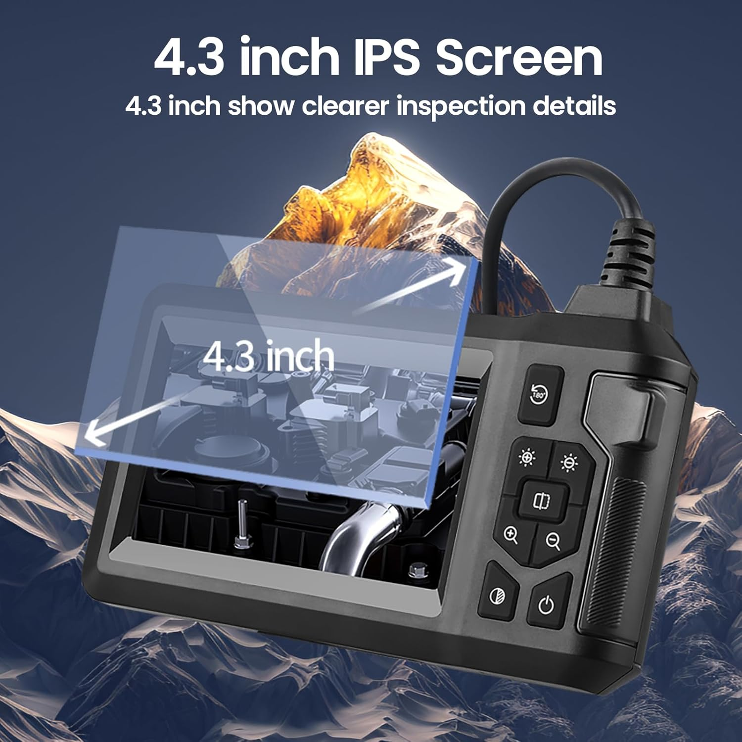 Endoscope Camera with Light, Angkng Inspection Camera 4.3" IPS Screen, 1080P Borescope with 8 LED Light, Handheld IP67 Waterproof Endoscope, 5M Semi-Rigid Cord Borescope for Drain Sewer Pipe image number 1