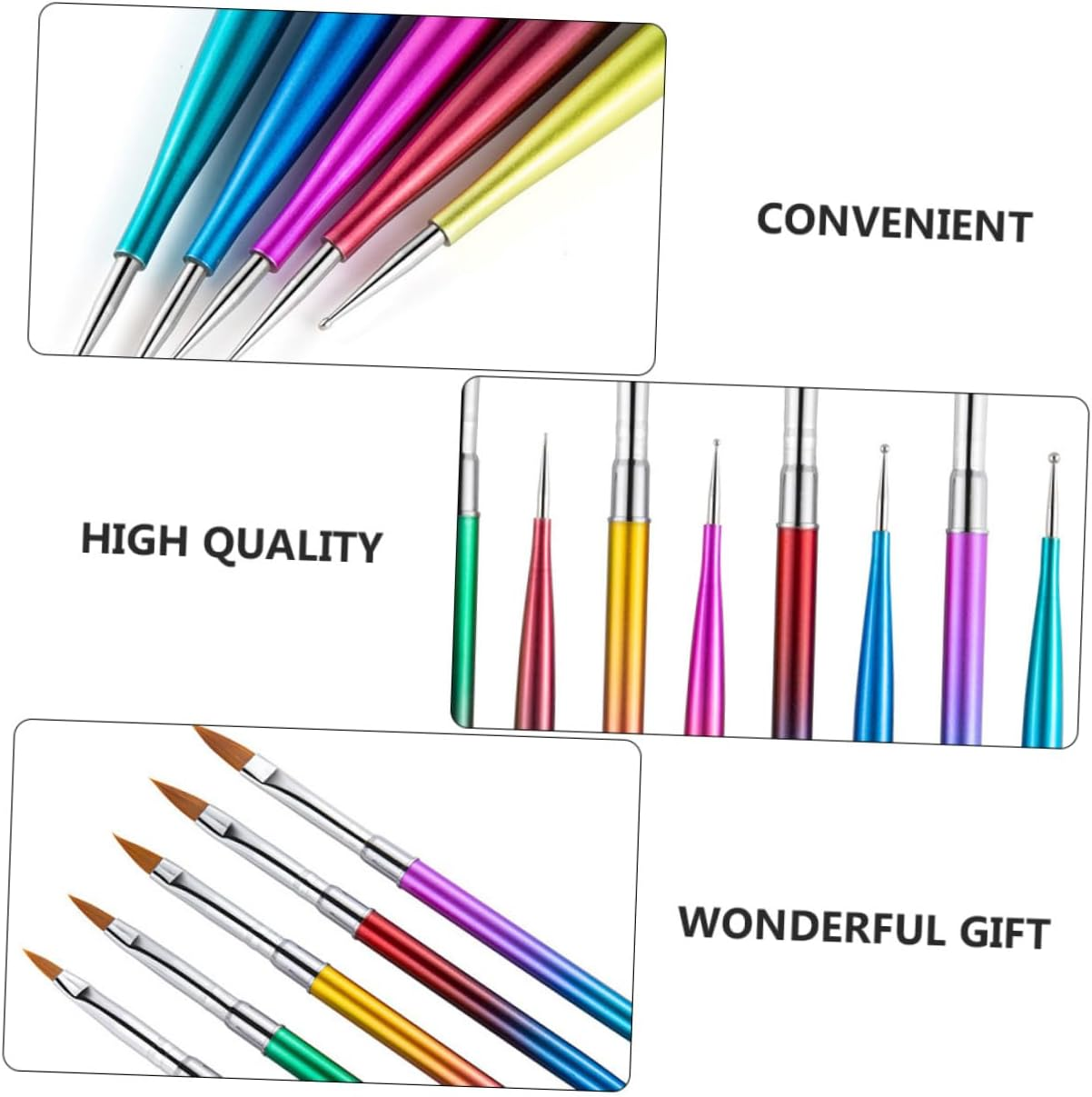 WEKADRIN 5Pcs Gradient Rod Uv Gel Pen Set Double-Ended Point Drill Nail Art Tool for Manicure Designs Lightweight Convenient Crafting image number 4