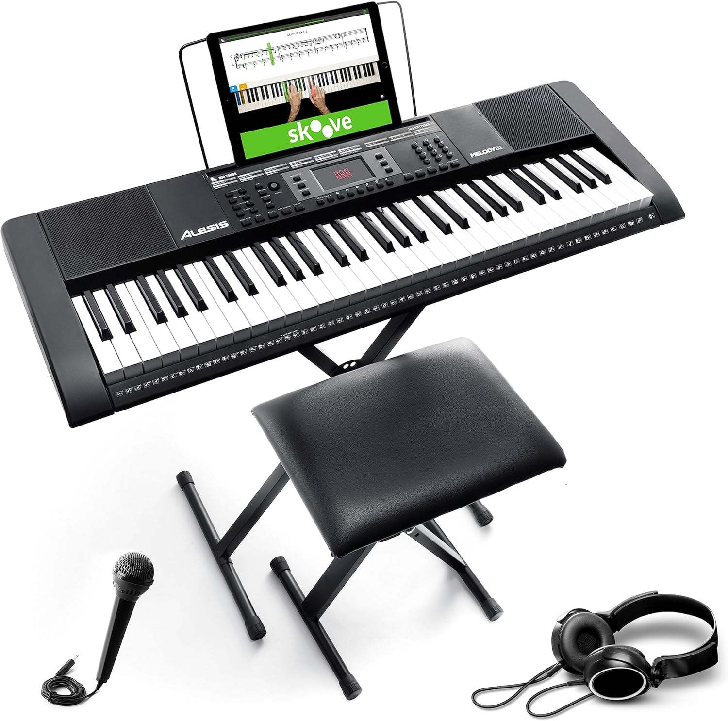Alesis Melody 32 &ndash; Portable 32 Key Mini Digital Piano Keyboard with Built-In Speakers, 300 Built-In Sounds, 40 Demo Songs, USB-MIDI Connectivity Black