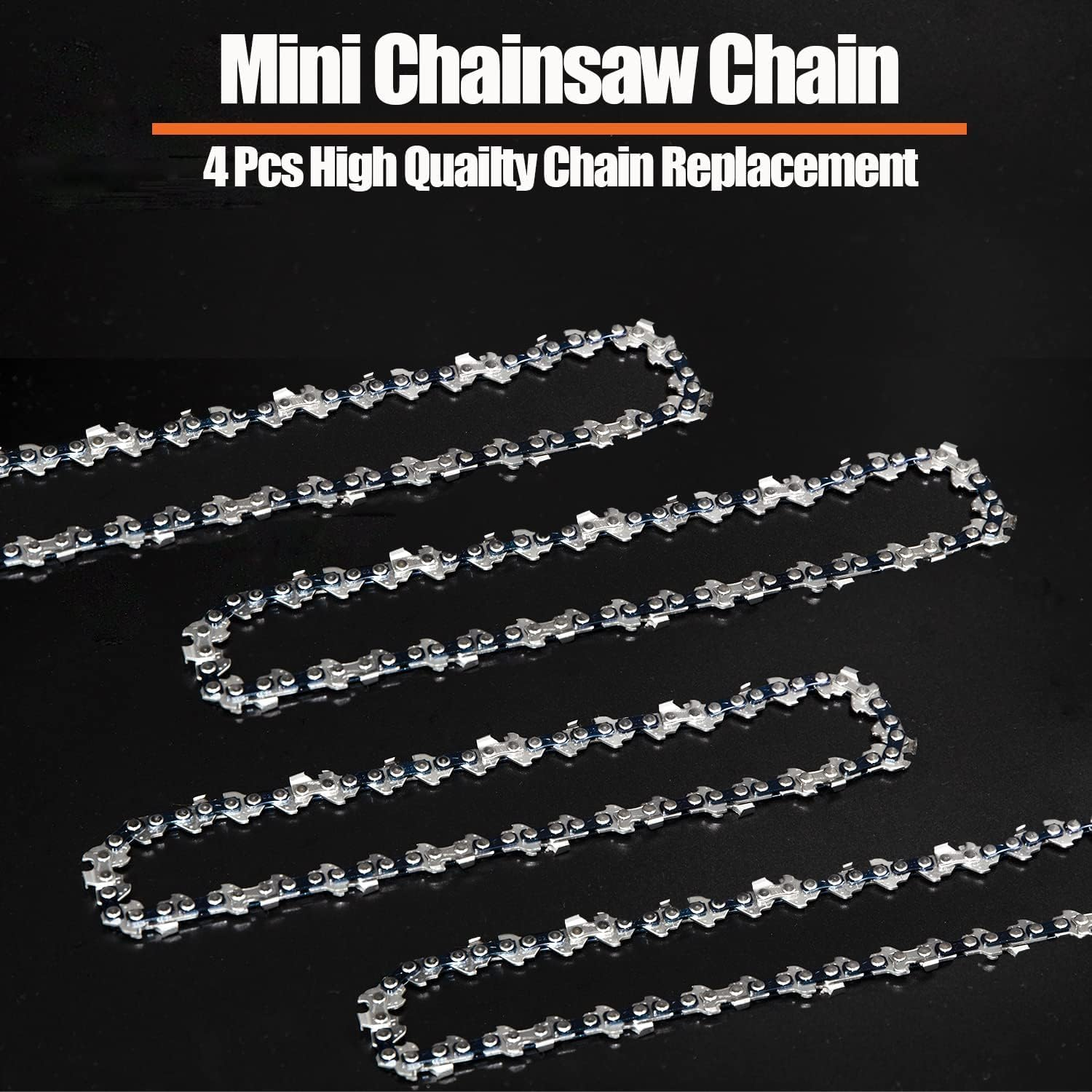 4 Pieces 6 Inches Mini Chainsaw Chains, Set of 4, 6'' Cordless Chainsaw Blade Chain Replacement for Tree Trimming, Courtyard, Patio, Gardening Electric Saw, Power Tool Replacing Parts, 4 Pieces image number 3