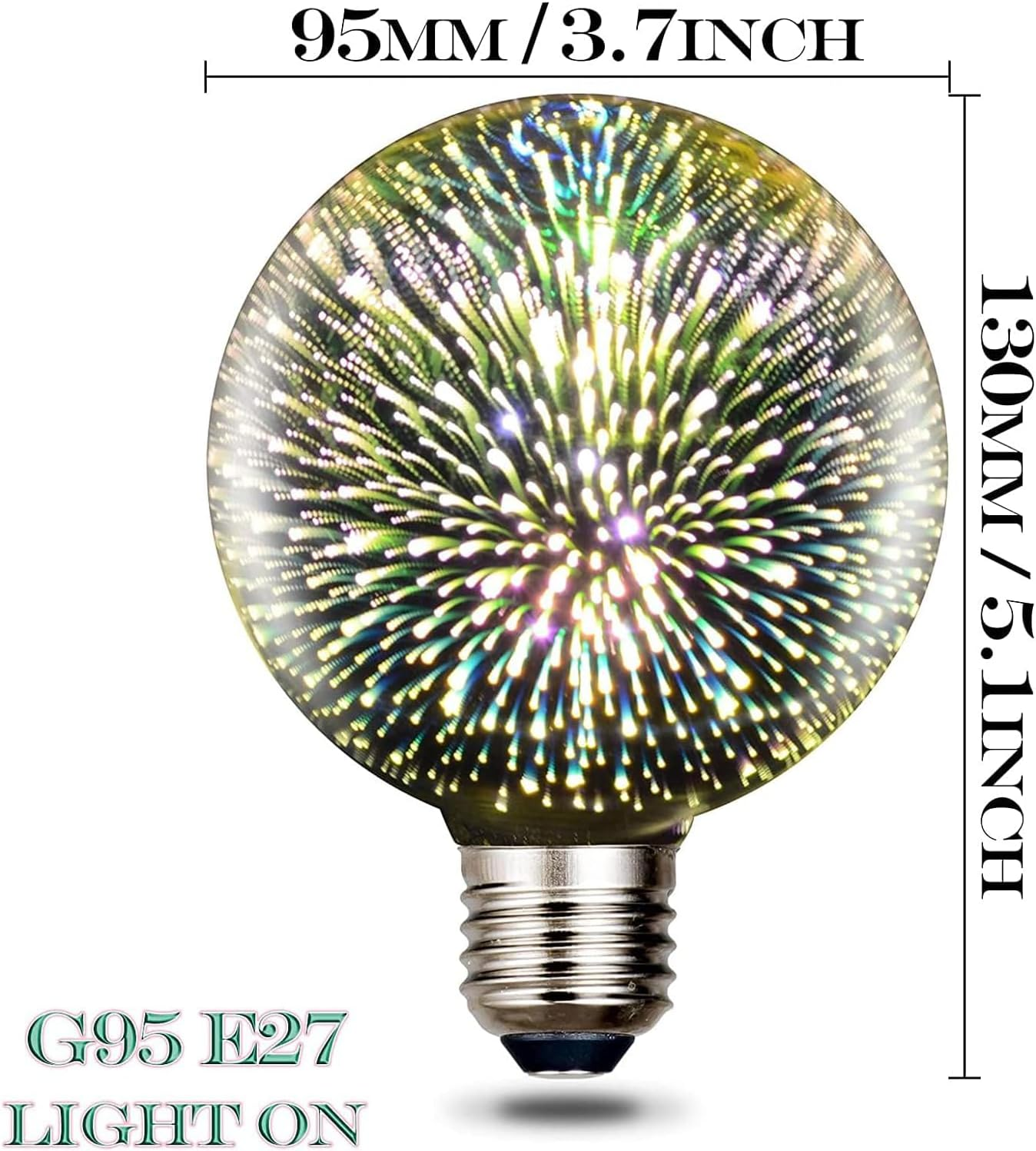 Decorative 3D Bulb Firework Multicolor Light Bulb A60/E27, 4.5W, AC85-265V, Stained Glass Star S Silver M image number 3