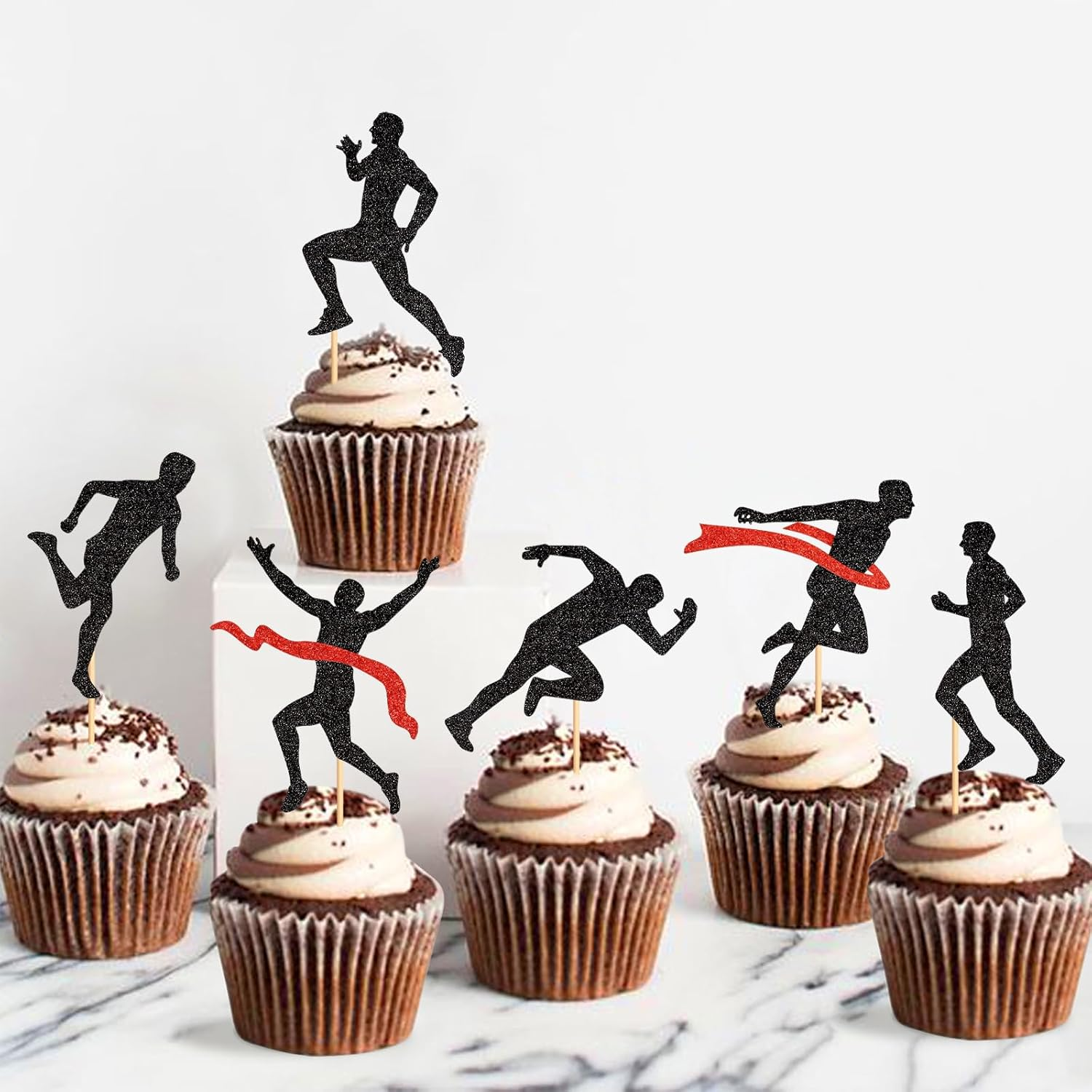 36 Pack Running Cupcake Toppers Sports Fitness Cupcake Picks Sports Health Fitness Theme Running Birthday Party Cake Decorations Supplies - Run image number 3
