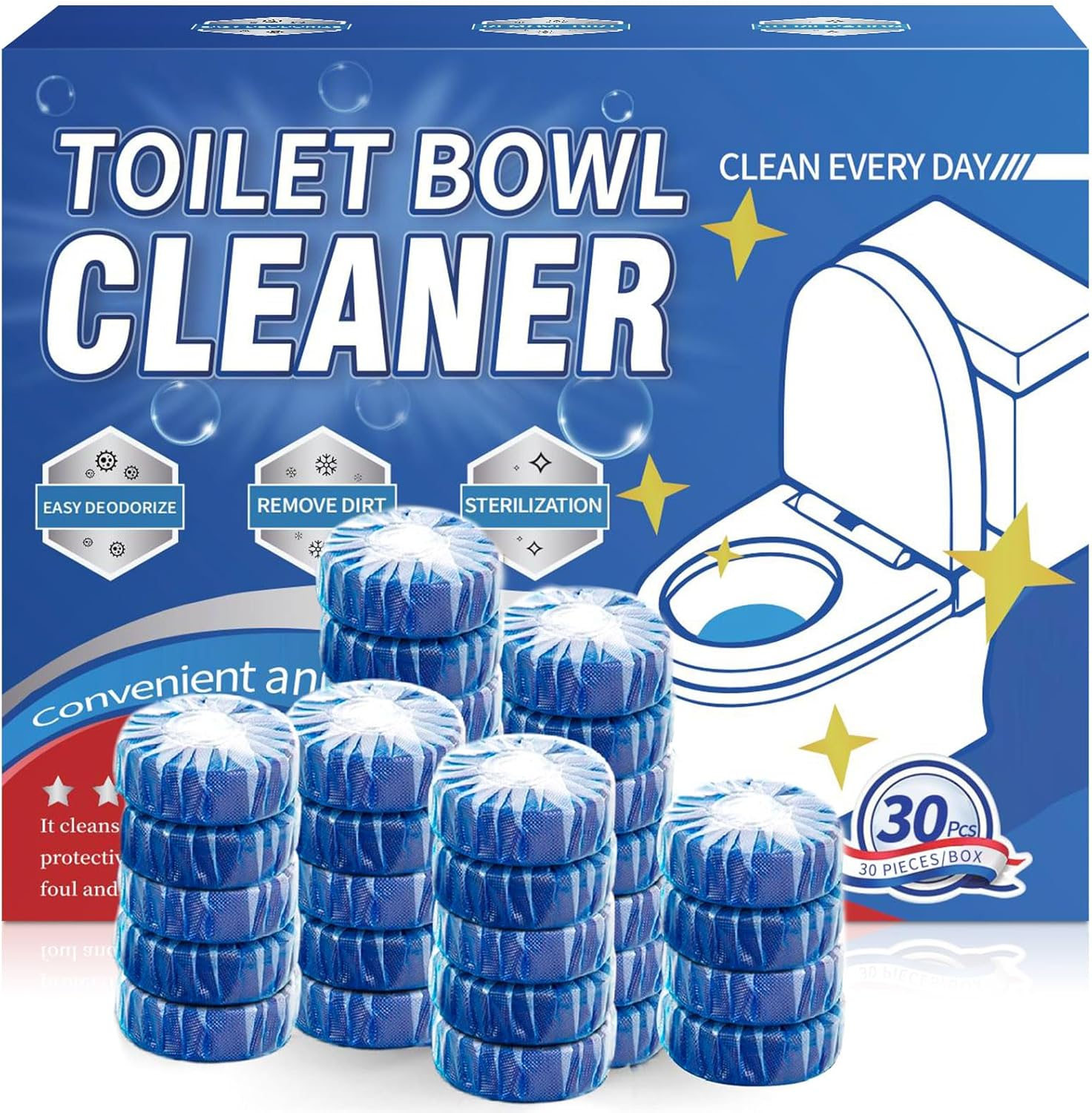 Shanghigh Toilet Bowl Cleaner Tablets - 30 PCS Household Automatic Toilet Tank Cleaners Tablet Deodorizers, Slow-Release Deodorizing & Descaling, Powerful Bathroom Toilet Cleaning Block Tool image number 1
