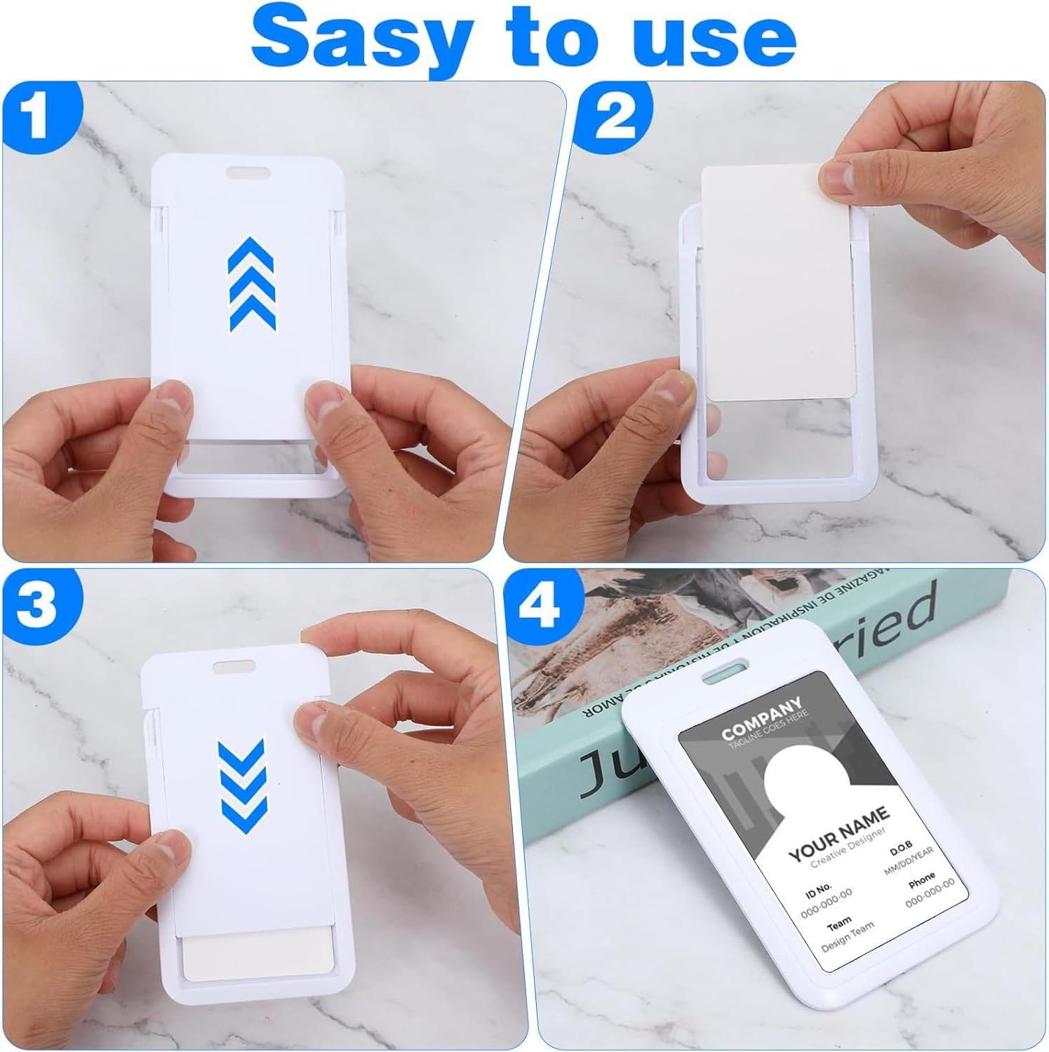 Yharnamite 4 Pcs Sliding ID Badge Holder with Clear Window ID Card Protector, Slide Open ID Card Case Vertical Work Badge Holder for Office, School, Credit Cards, Driver&rsquo;S Licenses and Passes (Green) - Green image number 3