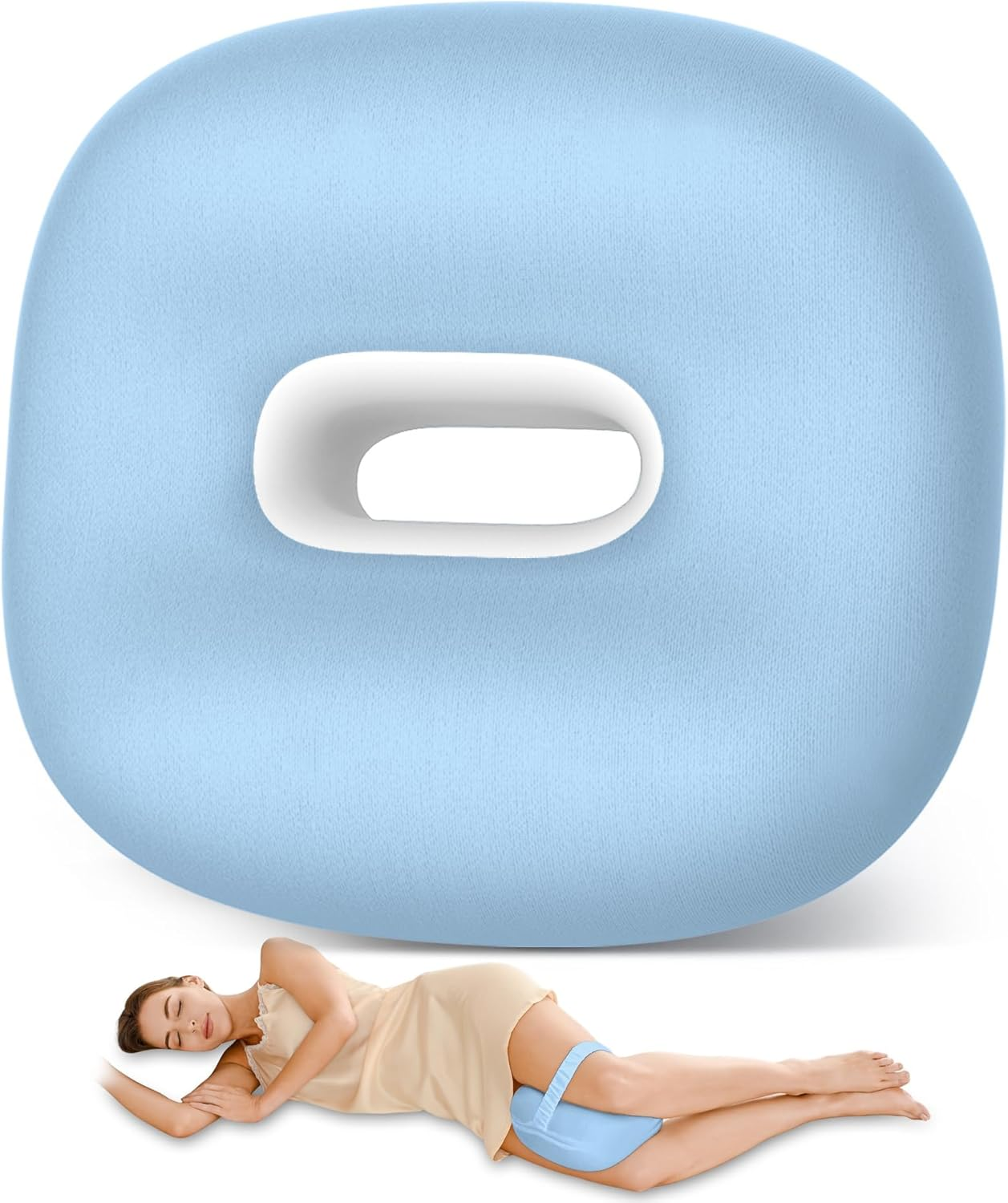 Knee & Leg Pillow for Side Sleepers - Cooling Longer Memory Foam Leg Pillow for Side Sleeping, Support between Legs, Soothing and Relief for Hip, Sciatica, Back, Knees Spine & Joints Pain