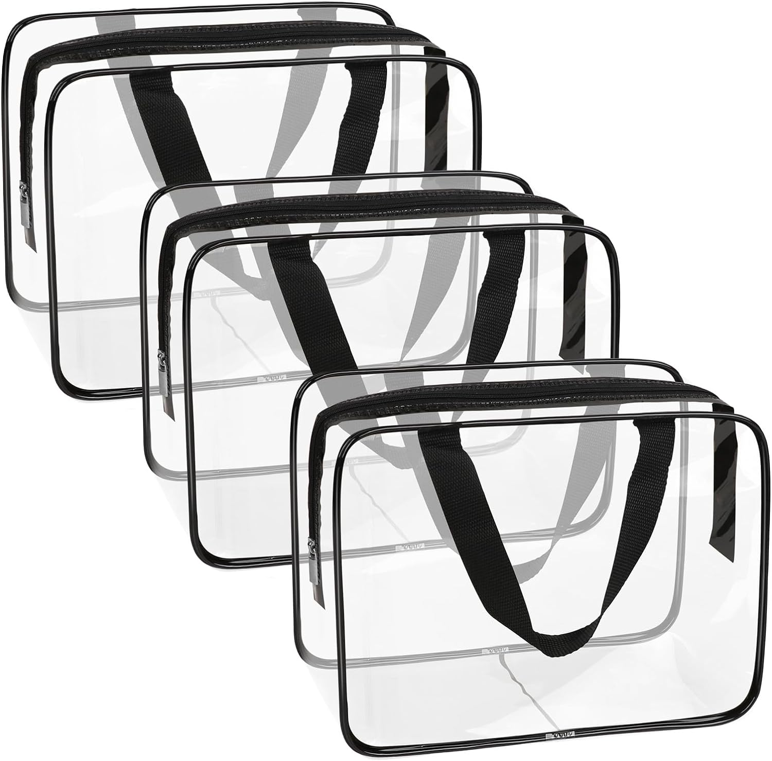 Clear Makeup Bags, APREUTY TSA Approved 6Pcs Cosmetic Makeup Bags Set Waterproof Clear PVC with Zipper Handle Portable Travel Luggage Pouch Airport Airline Bags Vacation Gym Bathroom Organization