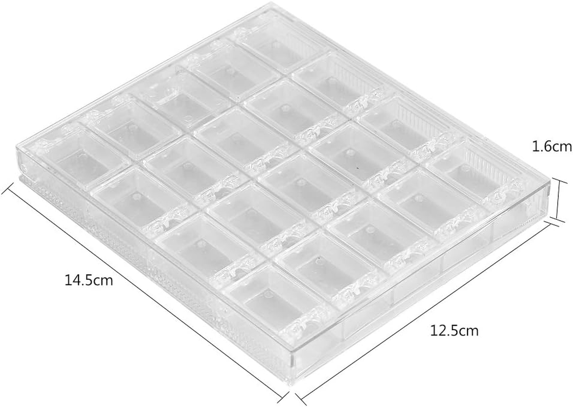 Betued Nail Art Box, 20 Grids Nail Decoration Box, Transparent Acrylic Nail Art Decorations Storage Box Jewelry Organiser for Diamond Embroidery Rhinestones Craft Bead Storage Tool