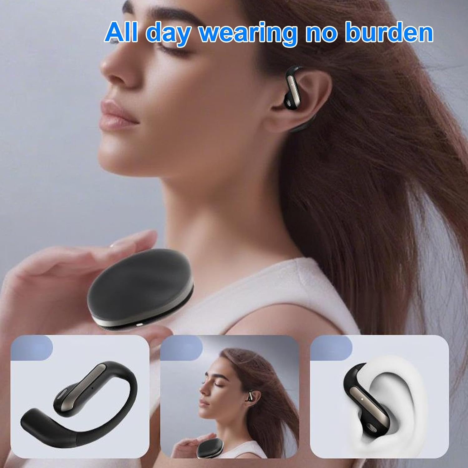 Annadue Wireless Earbuds, 5.4 Headphones with ENC Noise Cancelling Microphone, 5G Ultralight, IMAX Surround Sound, Double Physical Sound Leak Safety. (Black) image number 1