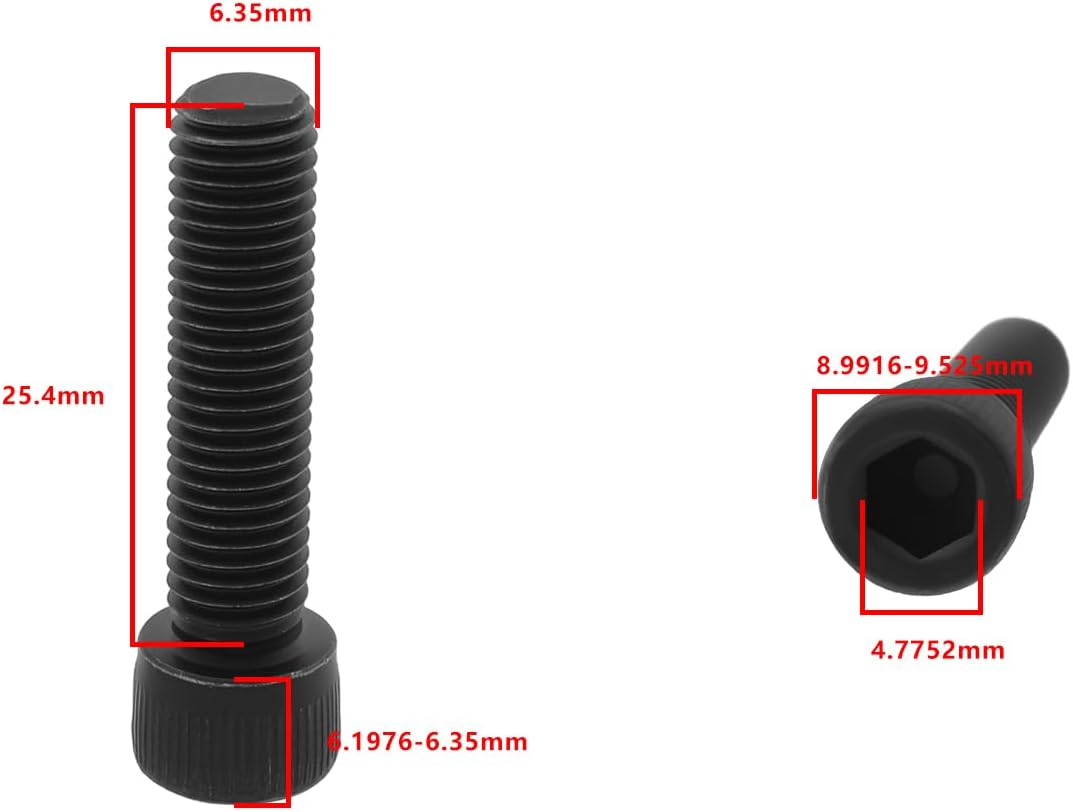 8 Pieces 1/4&rdquo;-28 Socket Head Cap Replacement Screw Compatible with A2 AR Gripand with Stainless Steel Star Lock Washer Black image number 4