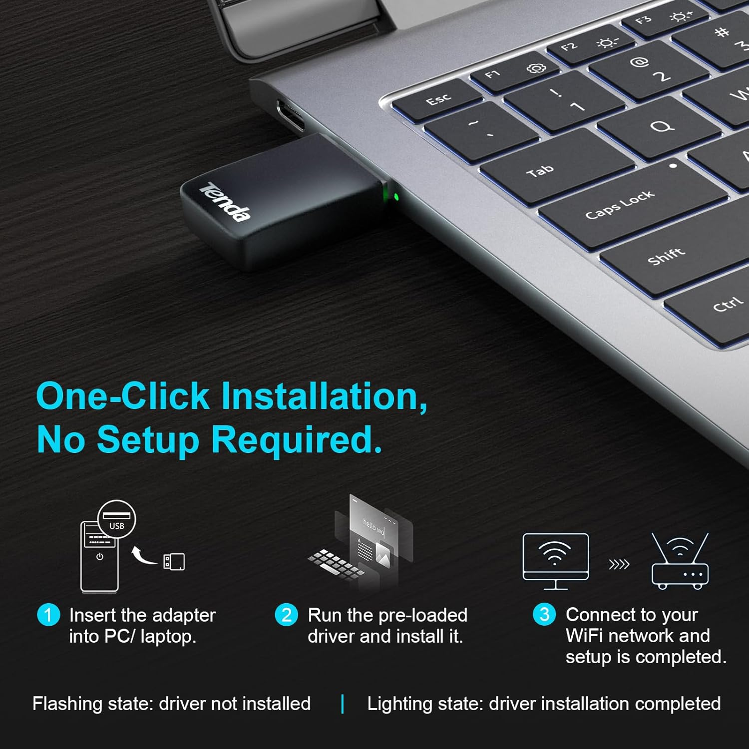 Tenda AX900 Wifi 6 USB Adapter - Dual-Band 600Mbps 5Ghz/ 286Mbps 2.4Ghz, Mini Usb Wifi 6 Adapter for Desktop PC Laptop, Wireles Wifi Adapter for Windows 11/10/7/Linux3.10+/Ubuntu, USB Wifi Dongle(U11) image number 6