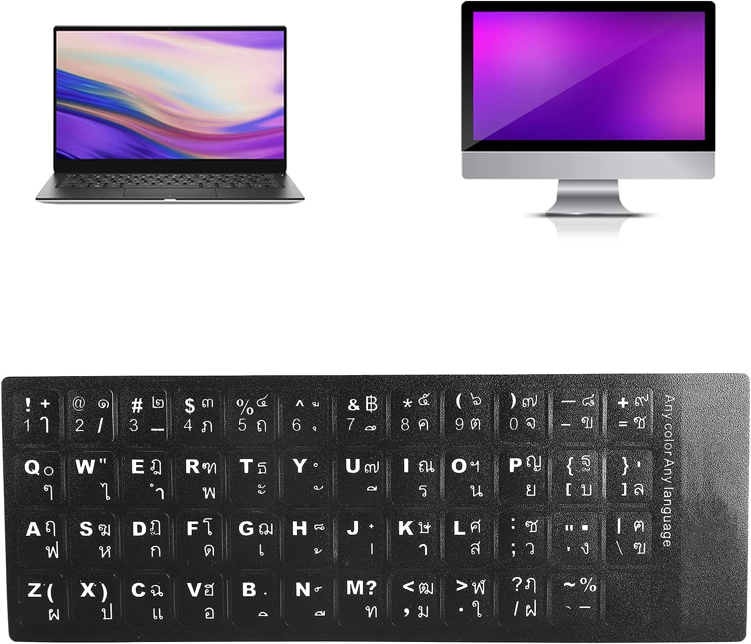 Thai Keyboard Sticker, and Safe and Eco‑Friendly Replacement Keyboard Sticker for 10‑Inch to 17‑Inch Laptop Keyboards image number 3