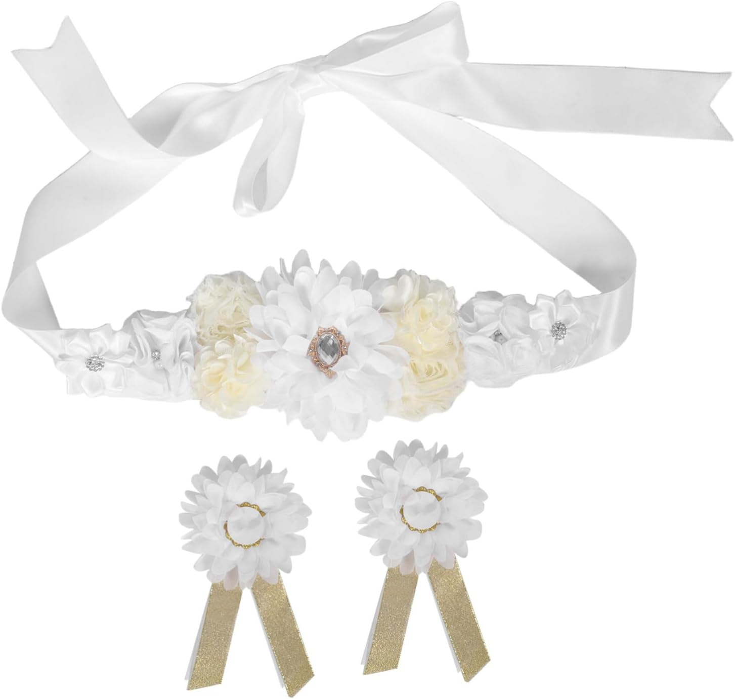 Ibasenice Adjustable Floral Pregnancy Sash Belt for Shower and Maternity Support Gentle Belly Compression Maternity Sash Keepsake for Bridal Party and Photoshoot Accessory image number 4