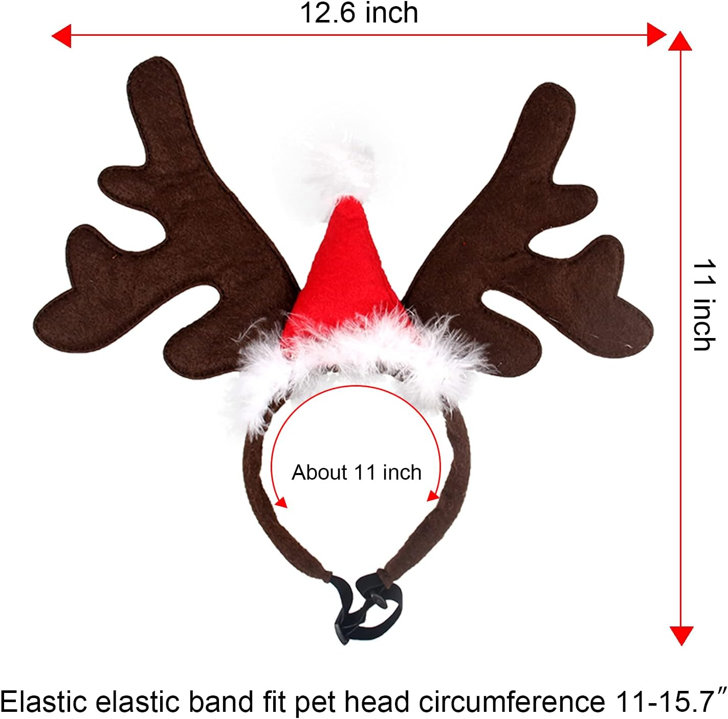Christmas Dog Elk Reindeer Antler Headband Santa Hat Cap Pet Xmas Costume Headwear Adjustable Accessories for Cat and Puppy Small Dog image number 4