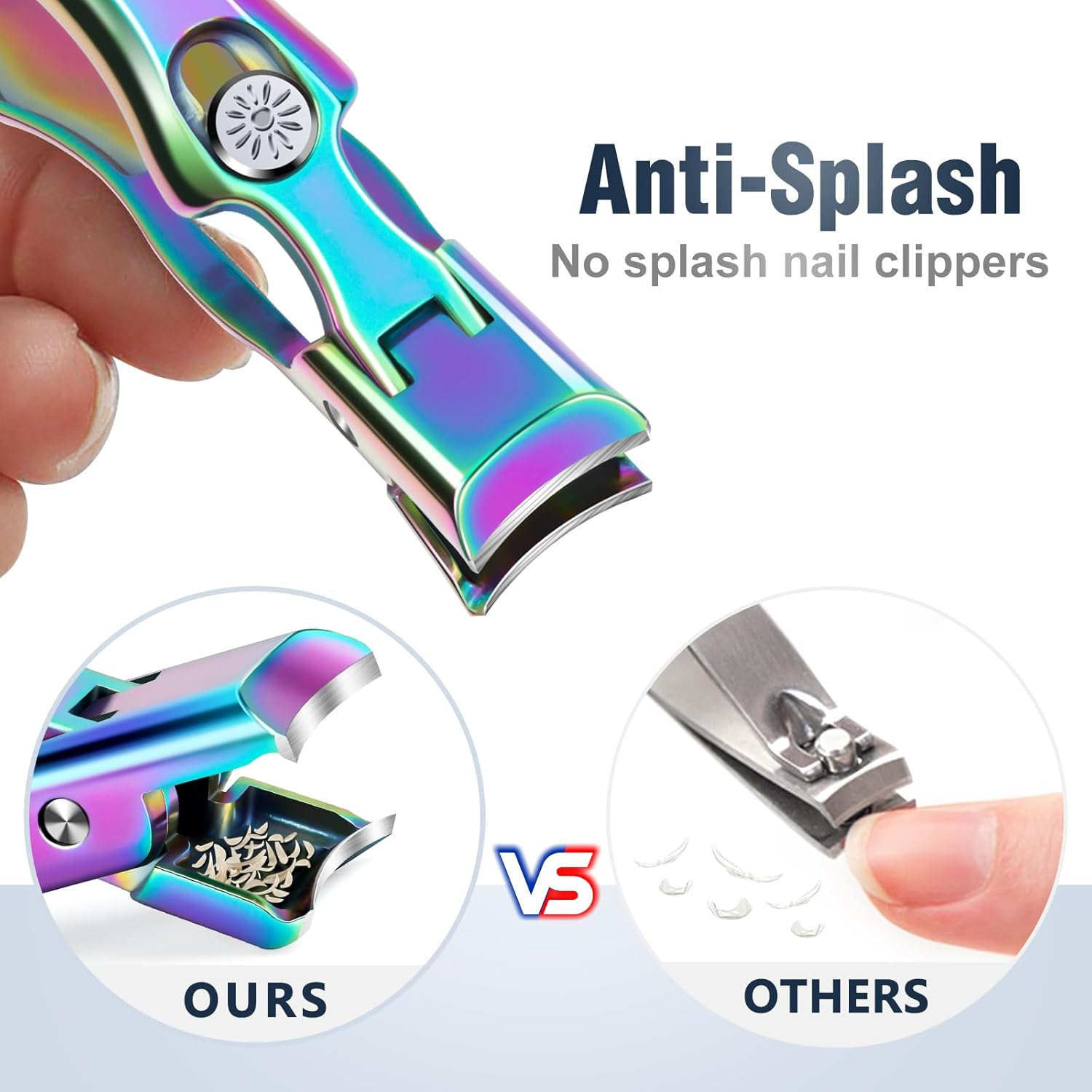 Stocking Stuffers for Men, Upgrade Colorful Wide Jaw Nail Clippers with Catcher - New Toenail Clippers for Men Seniors Thick Nail, Anti-Splash Ultra Sharp Christmas Xmas Presents Gifts for Adults