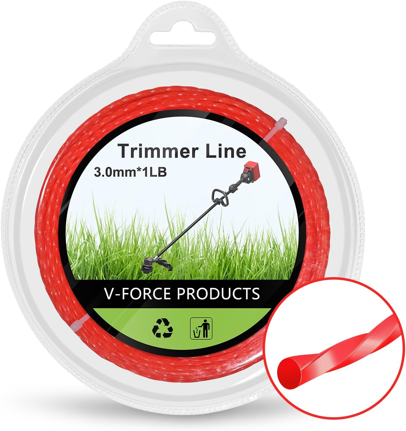 UCINNOVATE 0.118 Inch Twist Whipper Snipper Cord, Commercial Grade 3Mm Spiral Trimmer Line 233Ft/71M, Flexible Nylon Weed Wacker String for Lawn Mower Cutters, Reduce Noise, Wear-Resistant, Orange