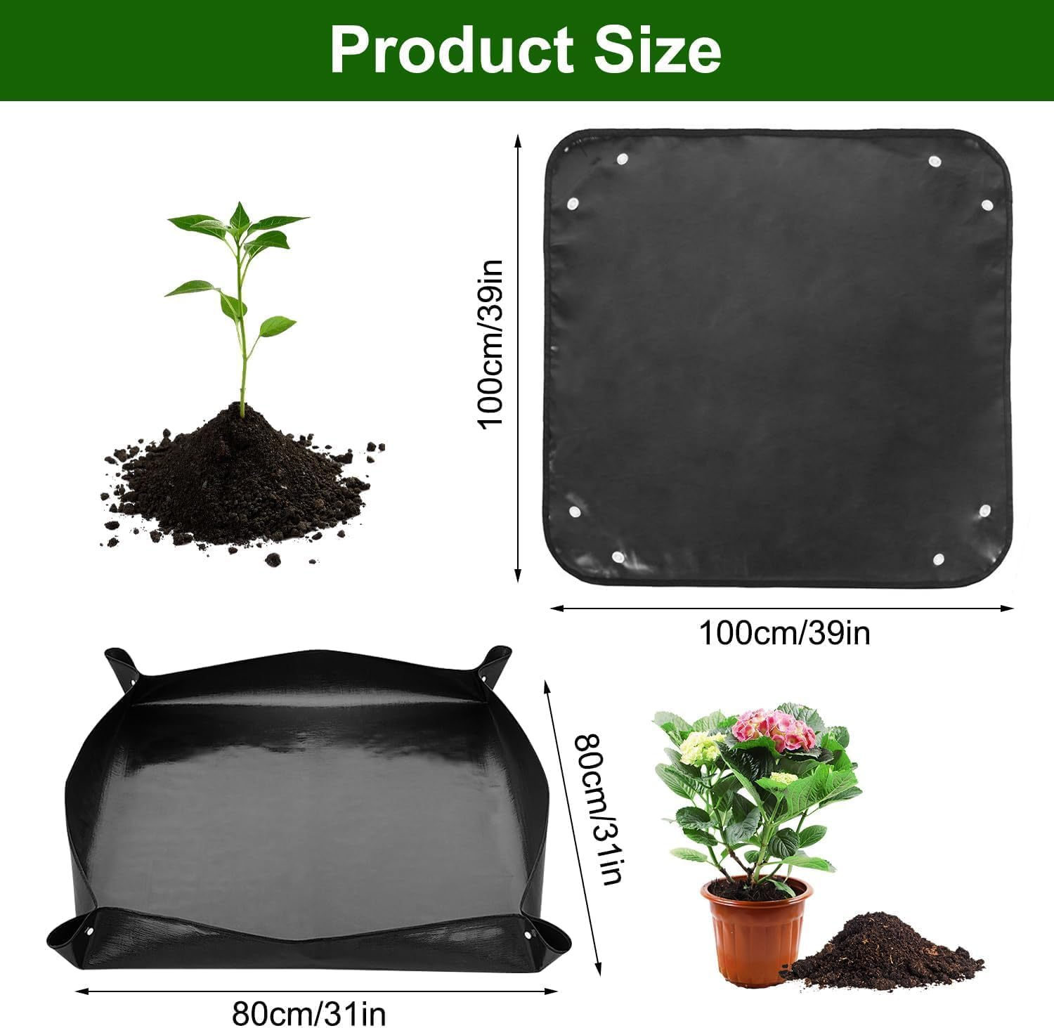 Plant Repotting Mat, 1Pc Waterproof Plants Transplanting Pot Tarp, Black Indoor Succulent Potting Mat,Waterproof Transplanting Pads Indoor Succulent Potting Pad,Plant Repotting Square Pad image number 3