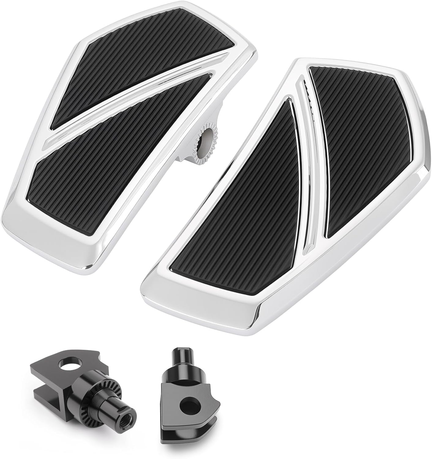 Front Footpegs Rider Floorboards Compatible with Kawasaki Vulcan S 650 Accessories 2015-2025 Anti-Slip Wide Motorcycle Highway Pegs (Chrome)