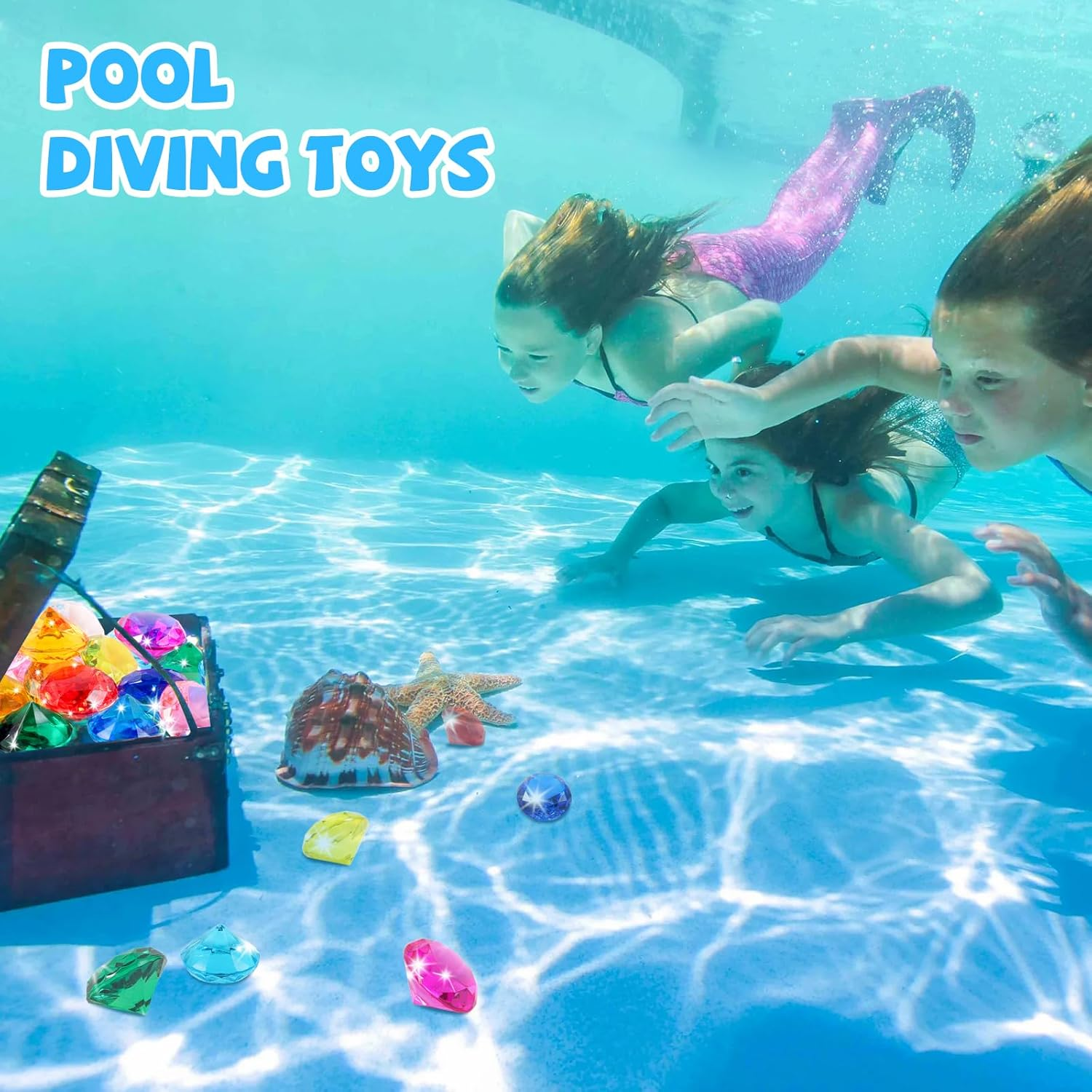 Niceup 26Pcs Diamond Gems Kids Princess Mermaid Pirate Party Favors Treasure Toys, 1.57In Fake Jewels Plastic Gemstones for Easter Eggs Filler Basket Stuffers, Hunt Hide Seek Toys, Diving Pool Toys image number 3