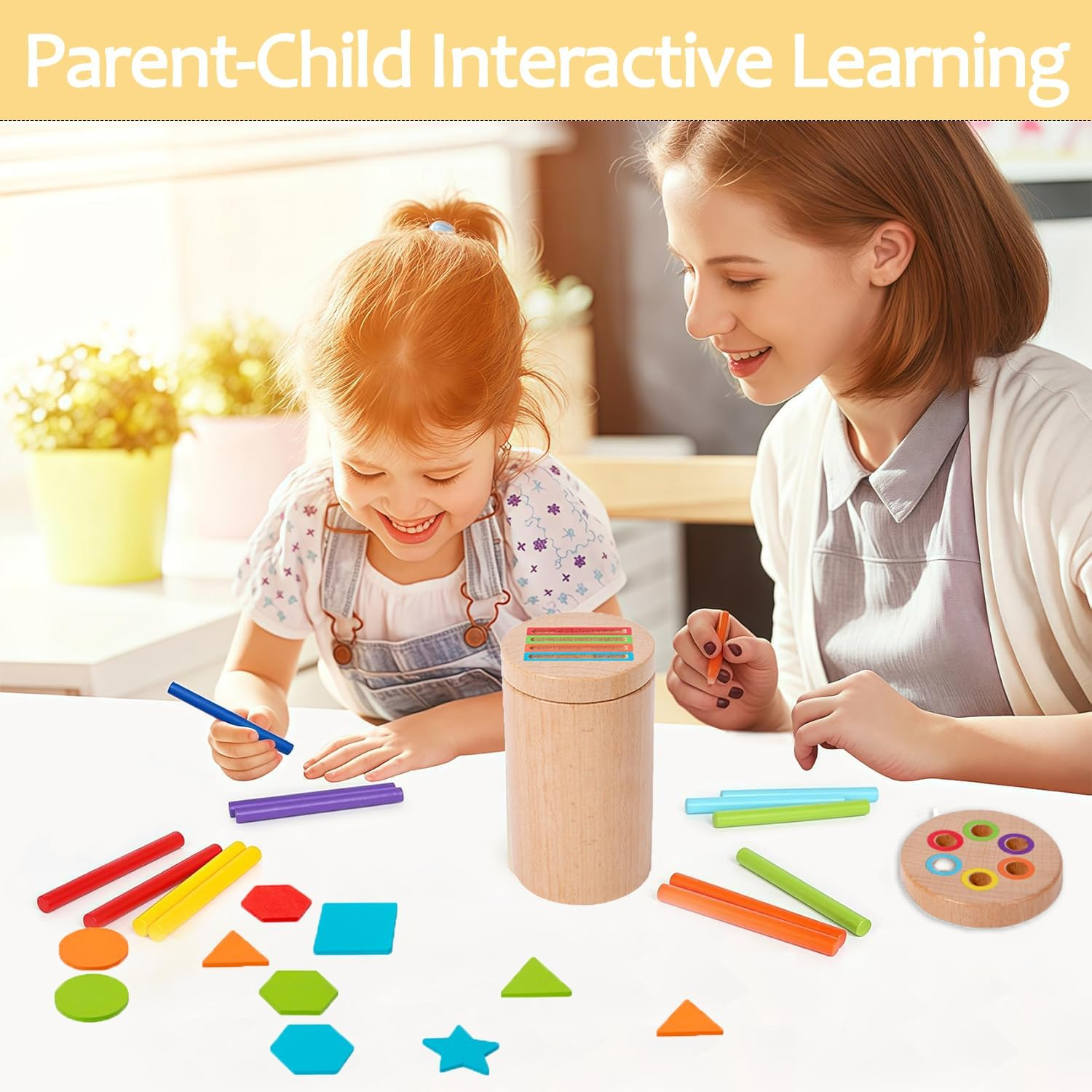 Montessori Toys for 1 2 3+ Year Old, Dual Play Wooden Toddler Educational Toys Color Sorting Preschool Learning Activities, Fine Motor Skills Sensory Matching Games for Boys Girls Gifts image number 4