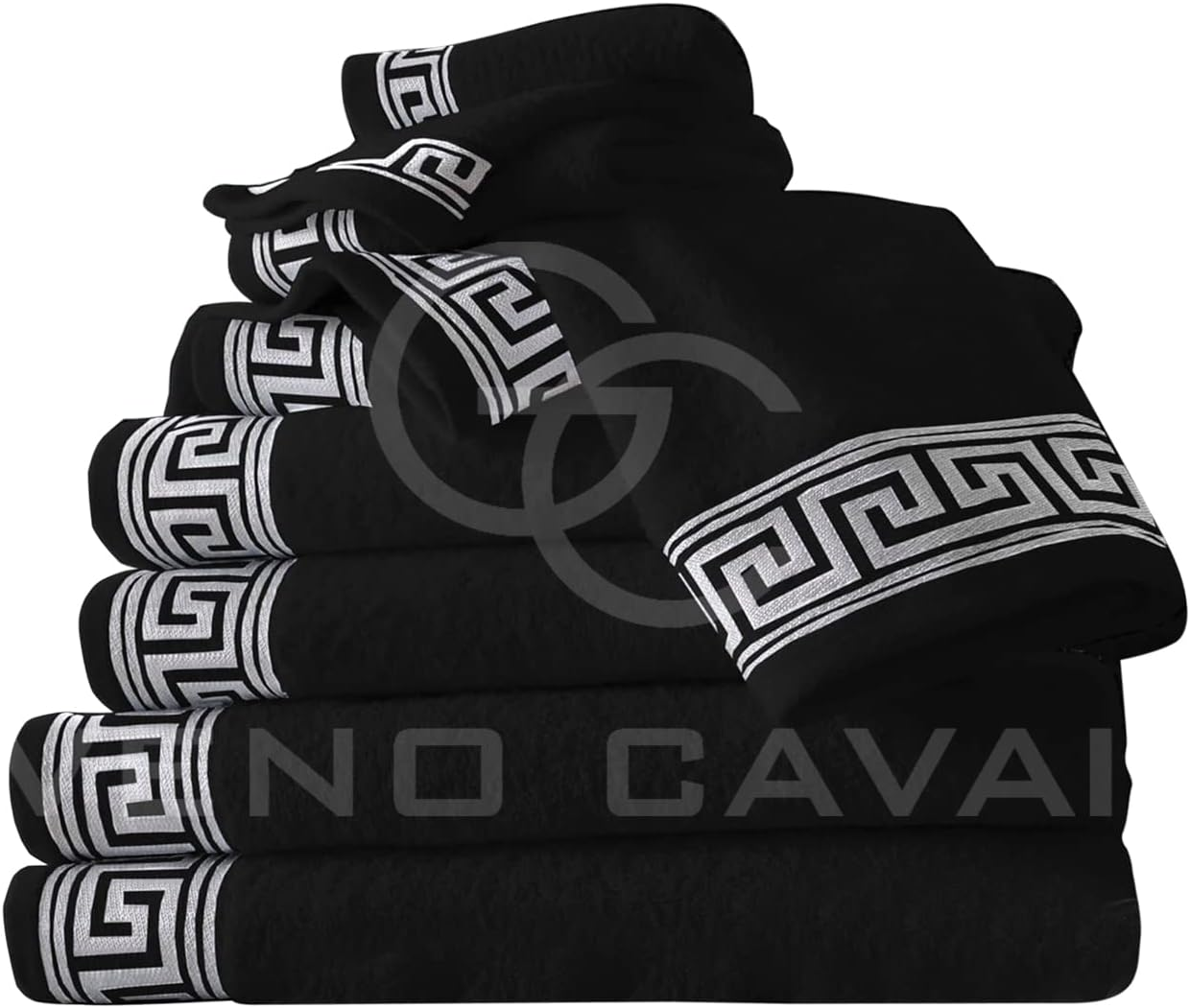 GC GAVENO CAVAILIA Extra Large Bath Sheet 500 GSM - 2 Pack Ringspun Cotton Towel for Bathroom - Highly Absorbent Towel Set - Washable Greek Towels - Black - 80X170 image number 2