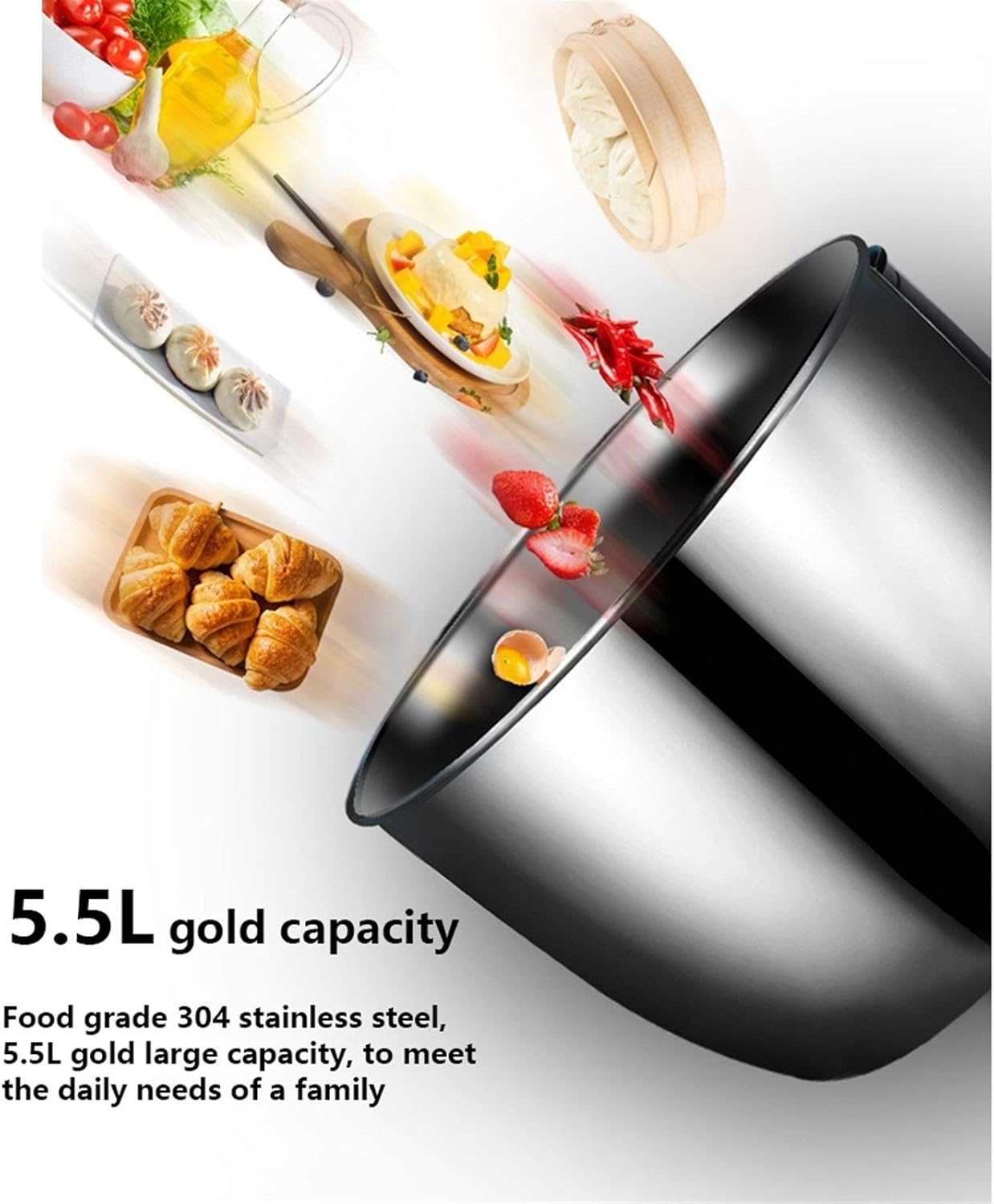 1300W Stand Mixer with 5.5L Bowl 10 Speed Kitchen Blenders Includes Dough Hook Whisk Beater for Wheaten Food Salad Cake (Color : White) image number 1