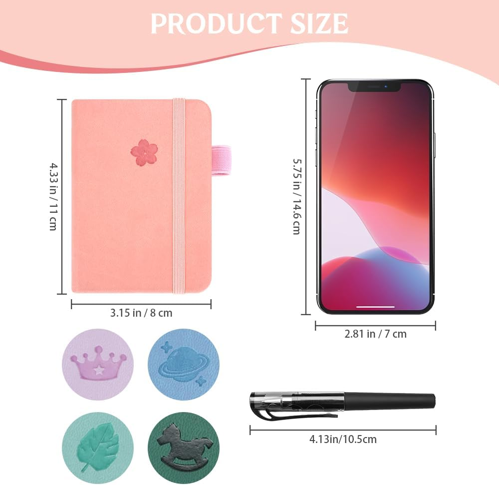 5 Pcs Pocket Notebooks, Mini Diary Notepad Memo Book, Small Journal with 5 Black Pens, Portable Note Book with Pen Holder for School Office Supplies, Kawaii Notebook for Girls Women Gifts image number 4