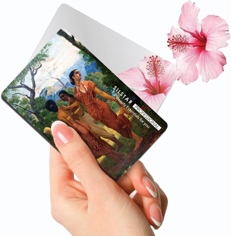 SILSTAR PROFESSIONAL Compact Card Mirror, Unbreakable Acrylic Makeup Mirror, Vanity Mirror Small for Wallet Case, Travel Purse, Handheld Compact Pocket Mirror_Raja Ravi Varma_Shakuntala 143 image number 6
