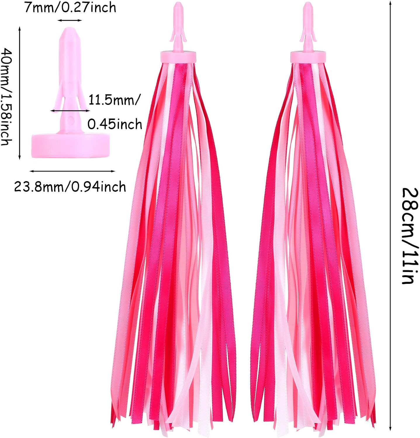 Bicycle Handlebar Streamers Colorful Tassels Ribbon Streamers Bike Decorations Polyester Material Scooter Bicycle Tricycle Handle Grips Accessories for Young Riders Pink image number 6