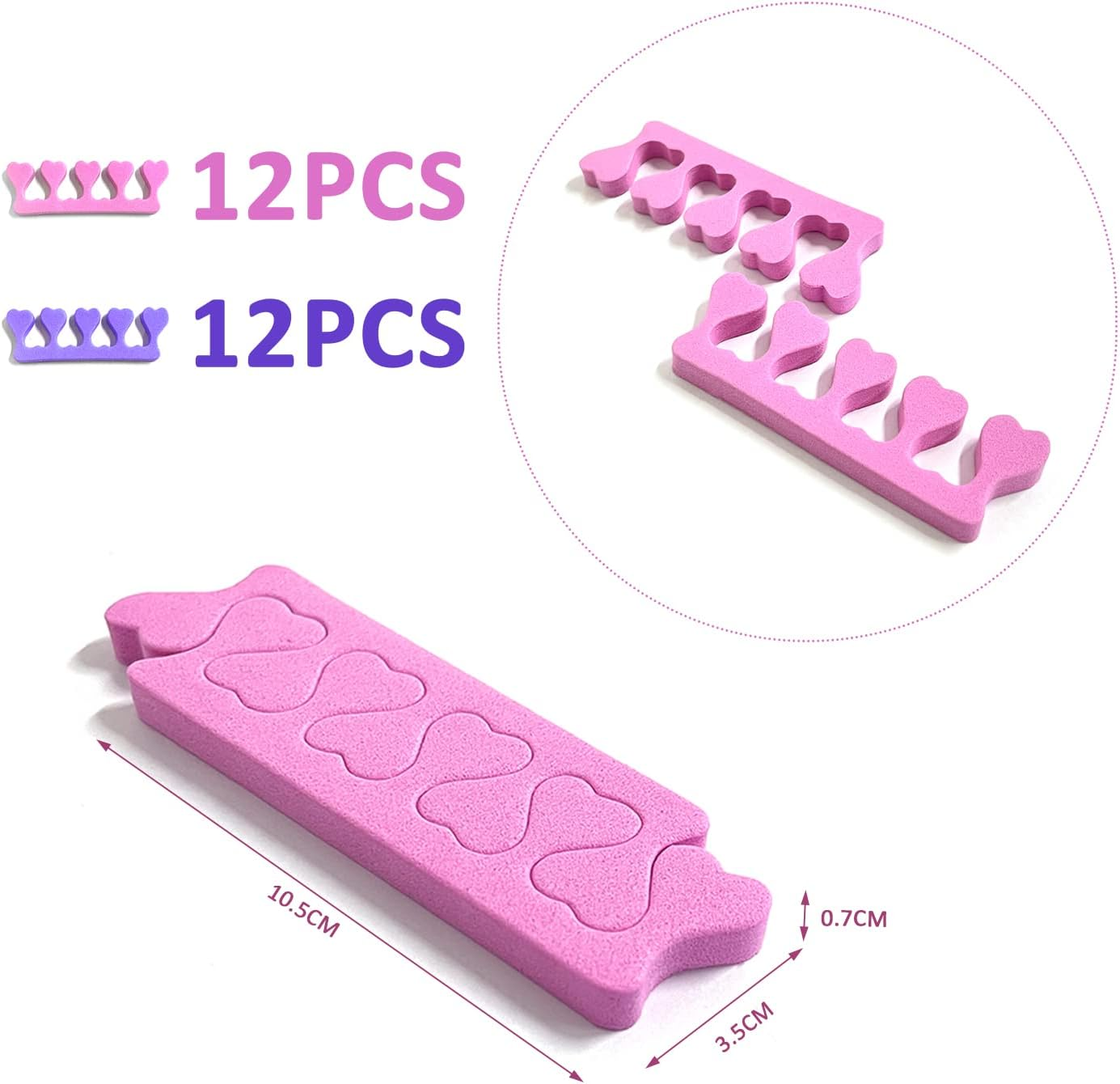 24 Pieces Peach Heart Toe Divider Cotton Finger Divider Cotton, Finger Separator Toe Divider,Nail and Toenail Separation Pads, Suitable for Nail Art, Pedicure, Smear Gel, Etc. image number 4