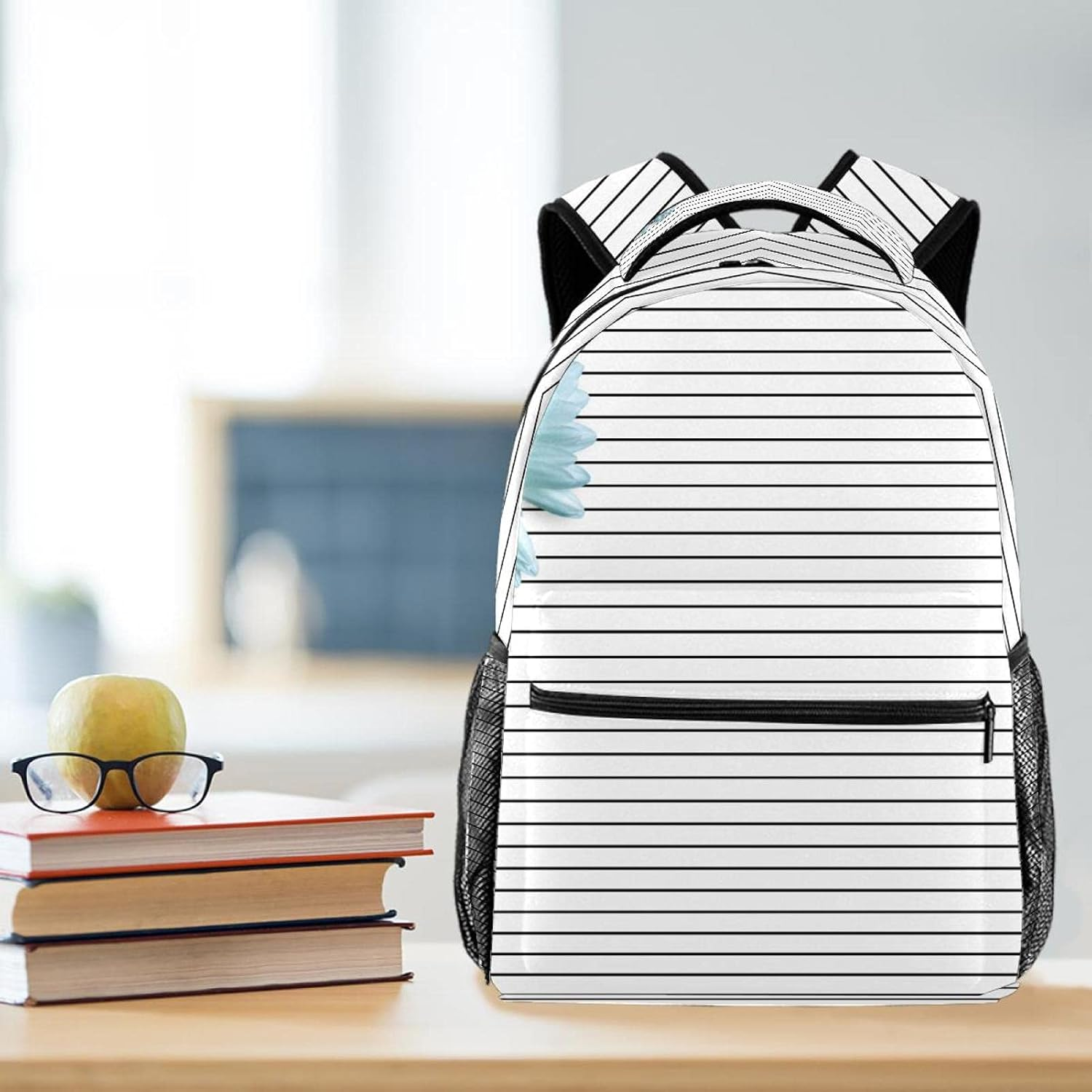 Daisy and Stripes Backpack Students Shoulder Bags Travel Bag College School Tote Backpacks image number 5