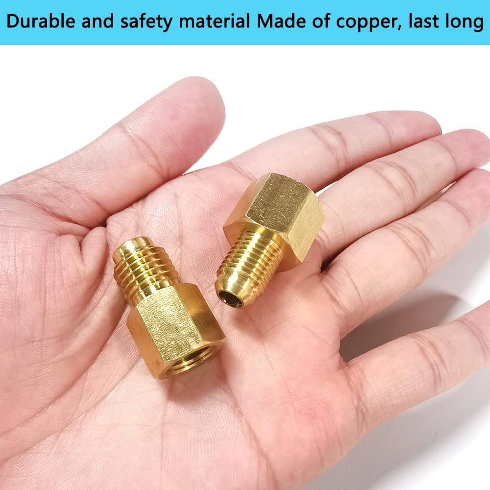 Sourceton 6 Pieces R134A Adapters, 6015 Brass Refrigerant Tank Adapter 1/2 in Female to 1/4 in Male Flare and 6014 Vacuum Pump Adapter 1/4 in Flare Female to 1/2 in Male image number 3