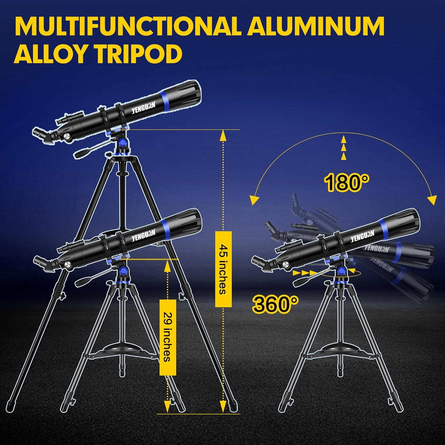 Telescope, 90Mm Aperture 800Mm-Telescope for Adults & Kids, Professional Refractor Telescopes for Adults High Powered, Beginner-Friendly, Phone Adapter & Stable Stainless Tripod, Portable Carry Bag - 90800-Black image number 2
